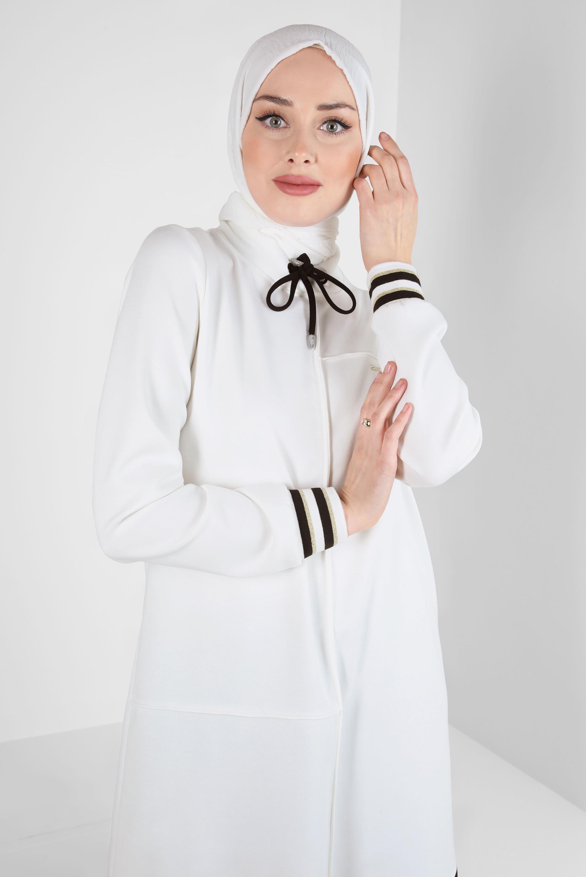 Vêtements hijab BLANC TUNIQUE DE SURVÊTEMENT AVEC COL NOUÉ 44257