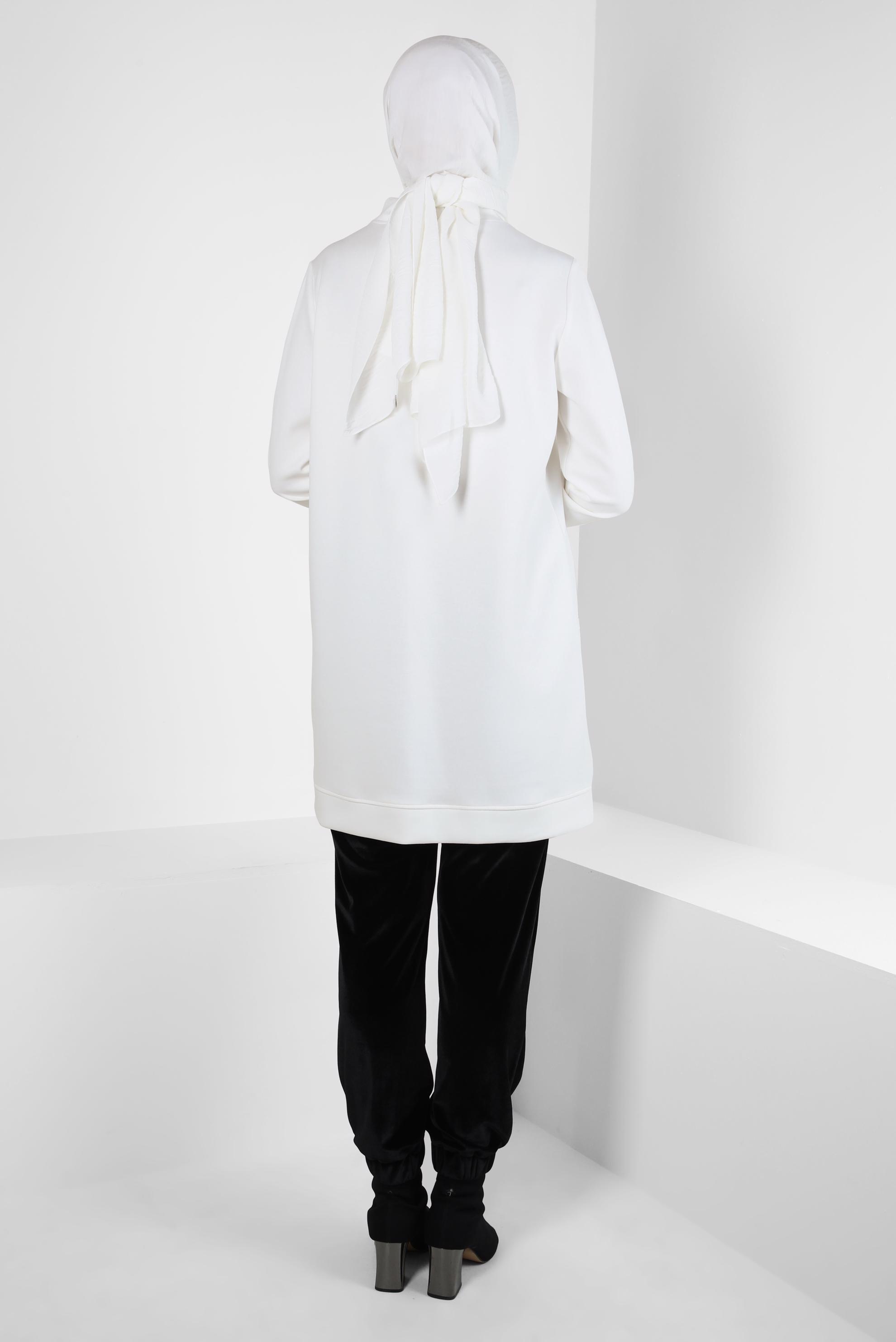 Vêtements hijab BLANC TUNIQUE DE SURVÊTEMENT AVEC COL NOUÉ 44257