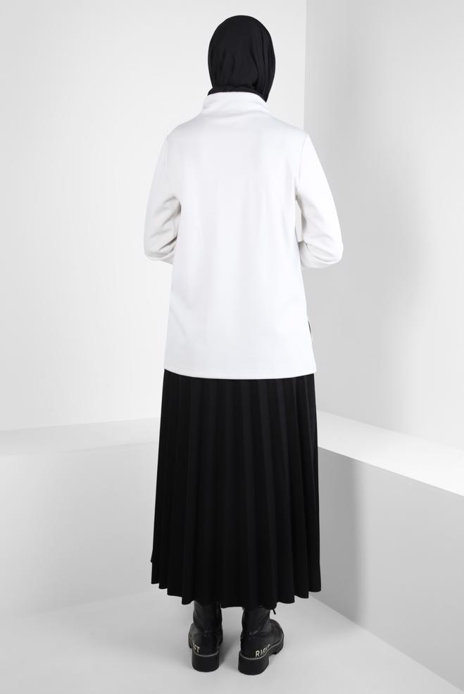 Tesettür giyim SİYAH DESENLİ ETEKLİ EŞOFMAN TAKIM 44259 - ALVİNA