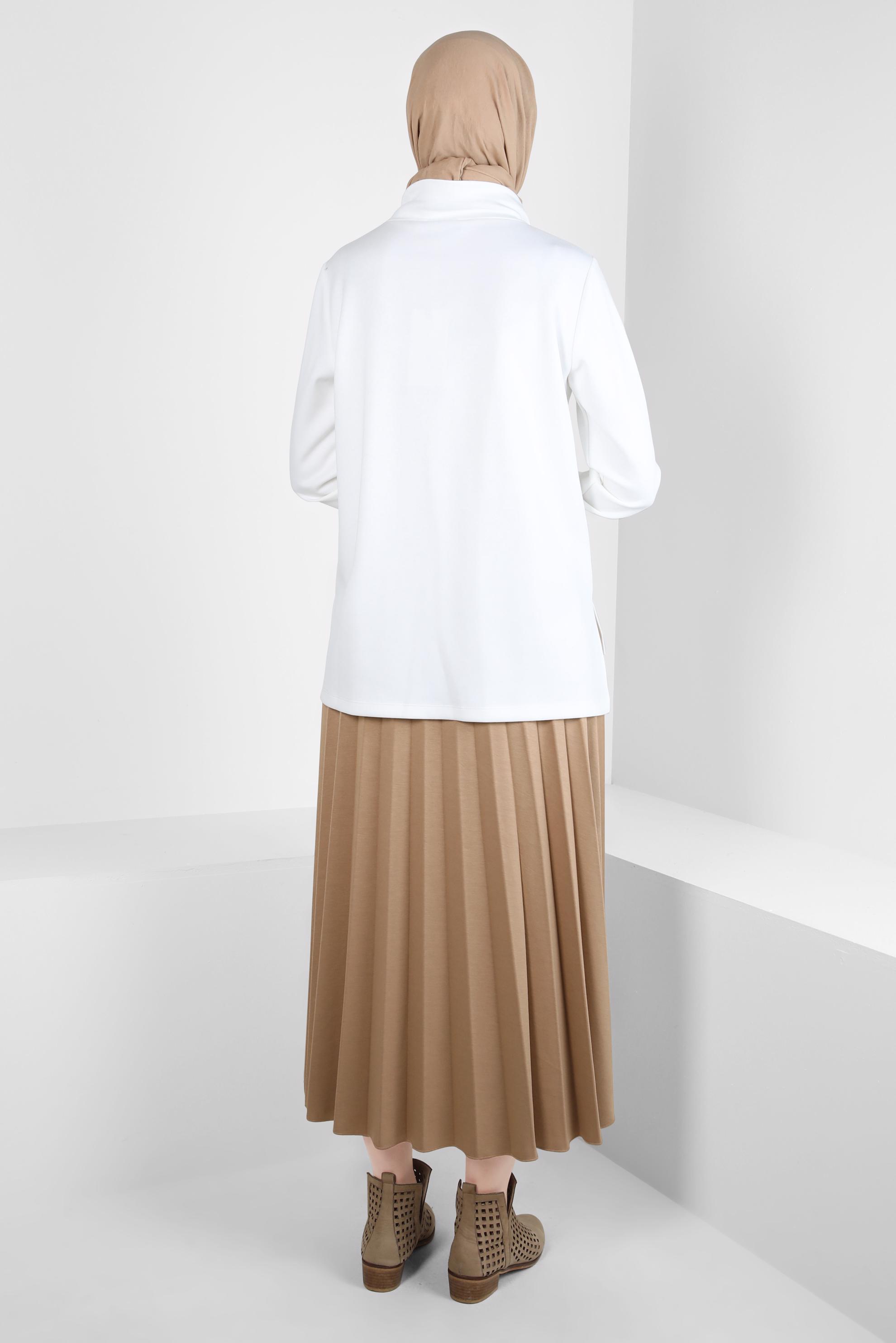 Tesettür giyim KAHVE DESENLİ ETEKLİ EŞOFMAN TAKIM 44259