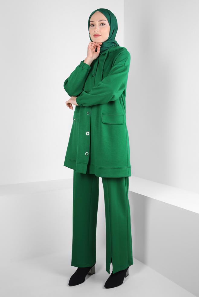 Tesettür giyim YEŞİL PANTOLONLU EŞOFMAN TAKIM 44260 - ALVİNA