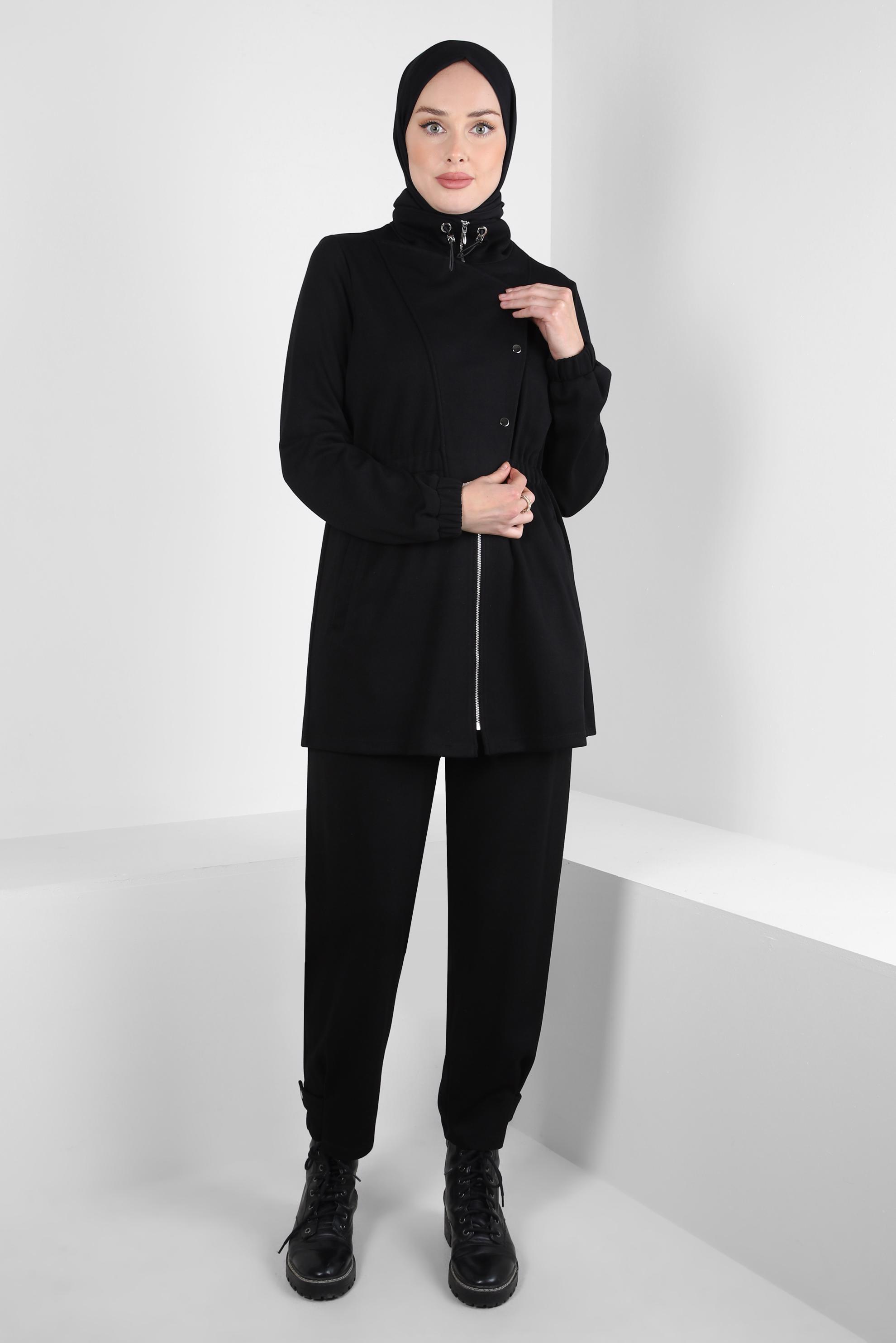 Tesettür giyim SİYAH PANTOLONLU EŞOFMAN TAKIM 44286