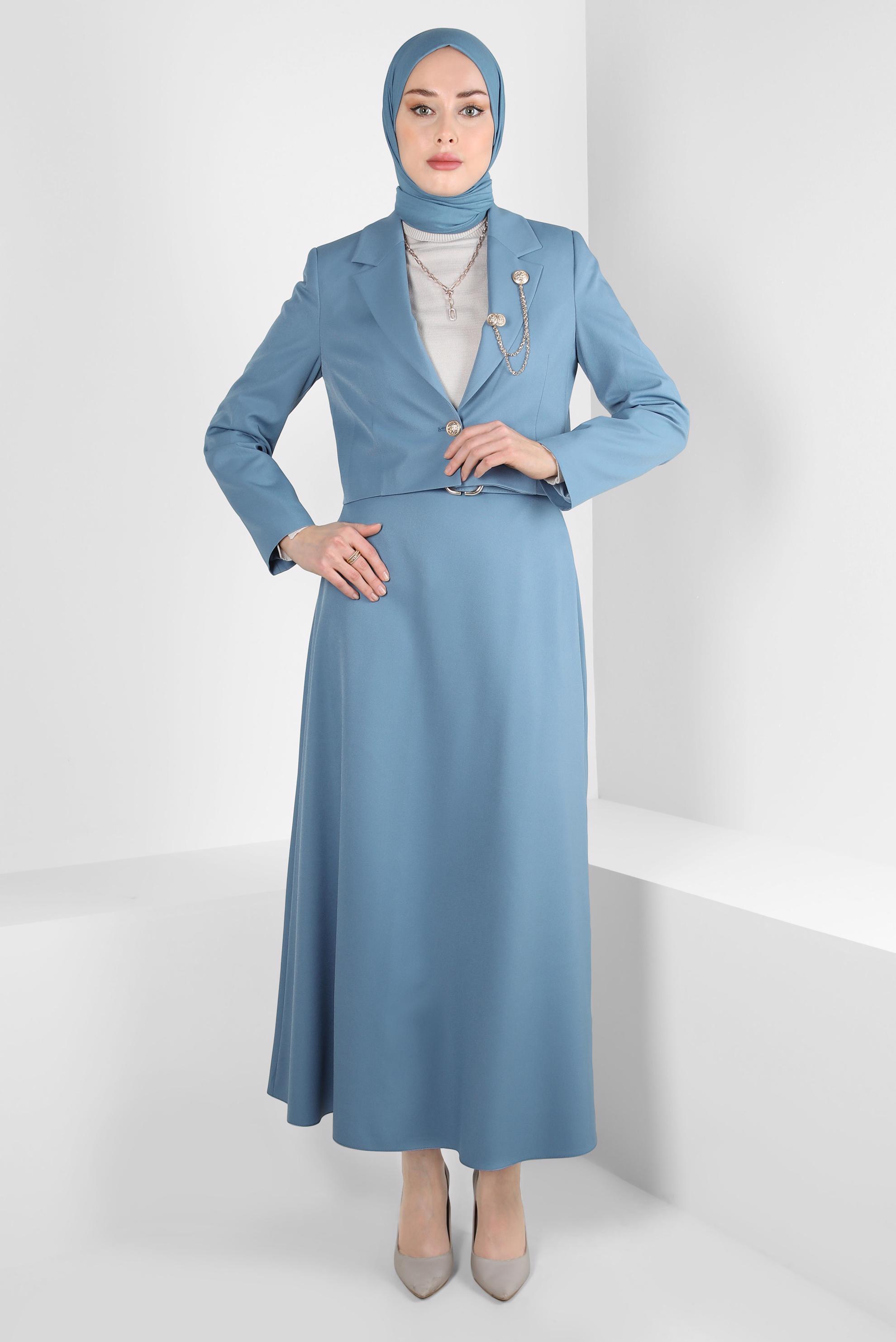 Hijab clothing BLUE SKIRTED SUIT WITH ACCESSORY 44159-1