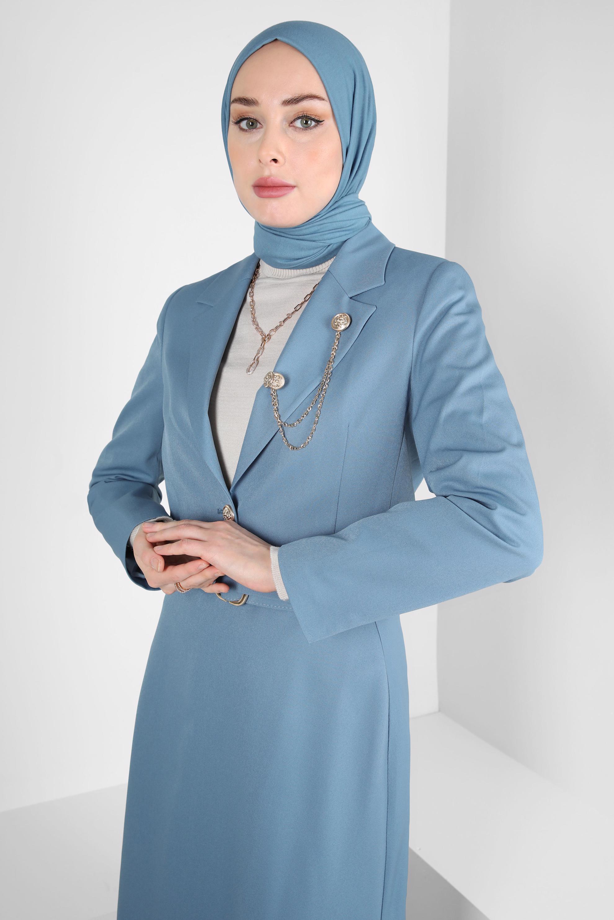 Hijab clothing BLUE SKIRTED SUIT WITH ACCESSORY 44159-1