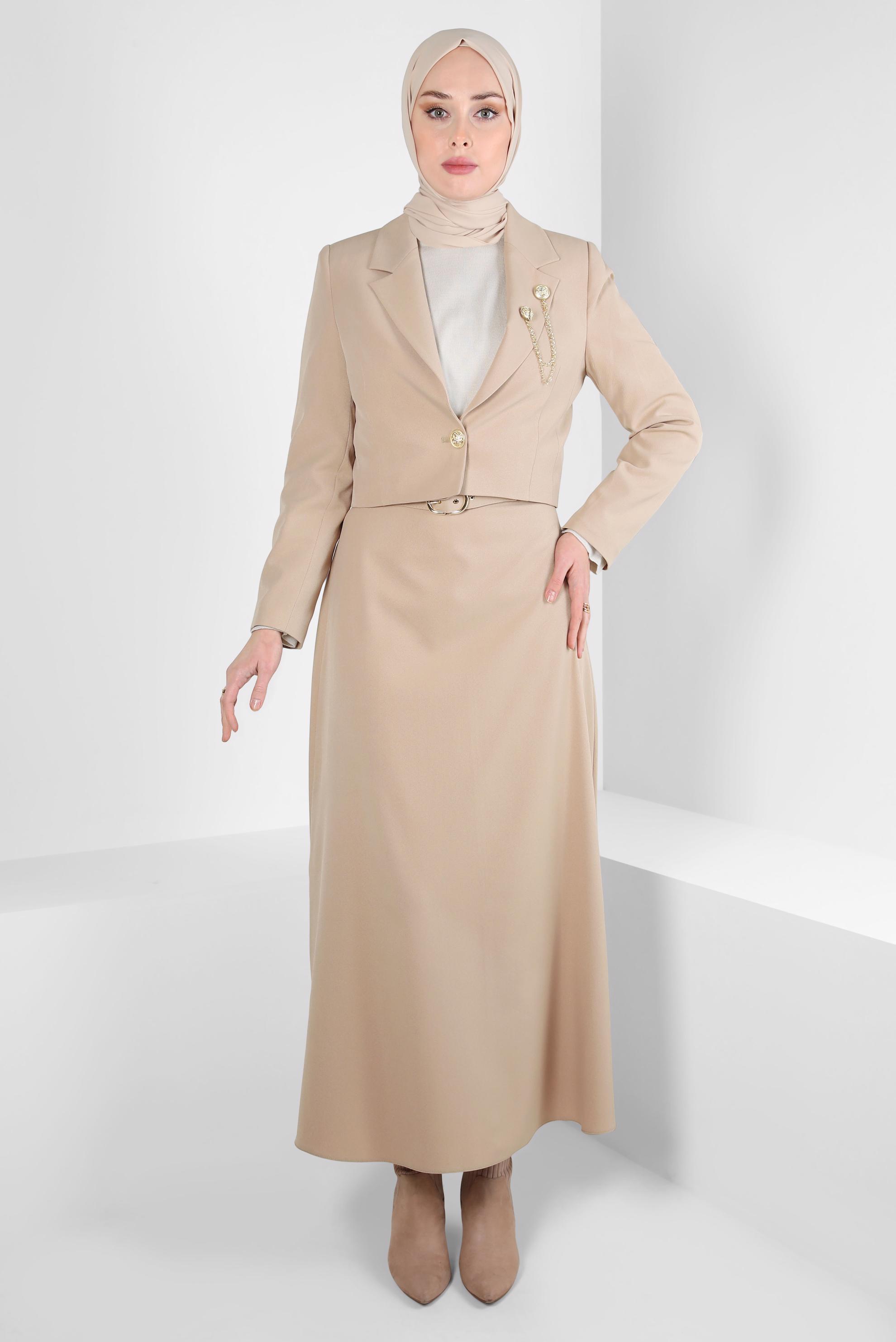 Hijab clothing BEIGE SKIRTED SUIT WITH ACCESSORY 44159-1