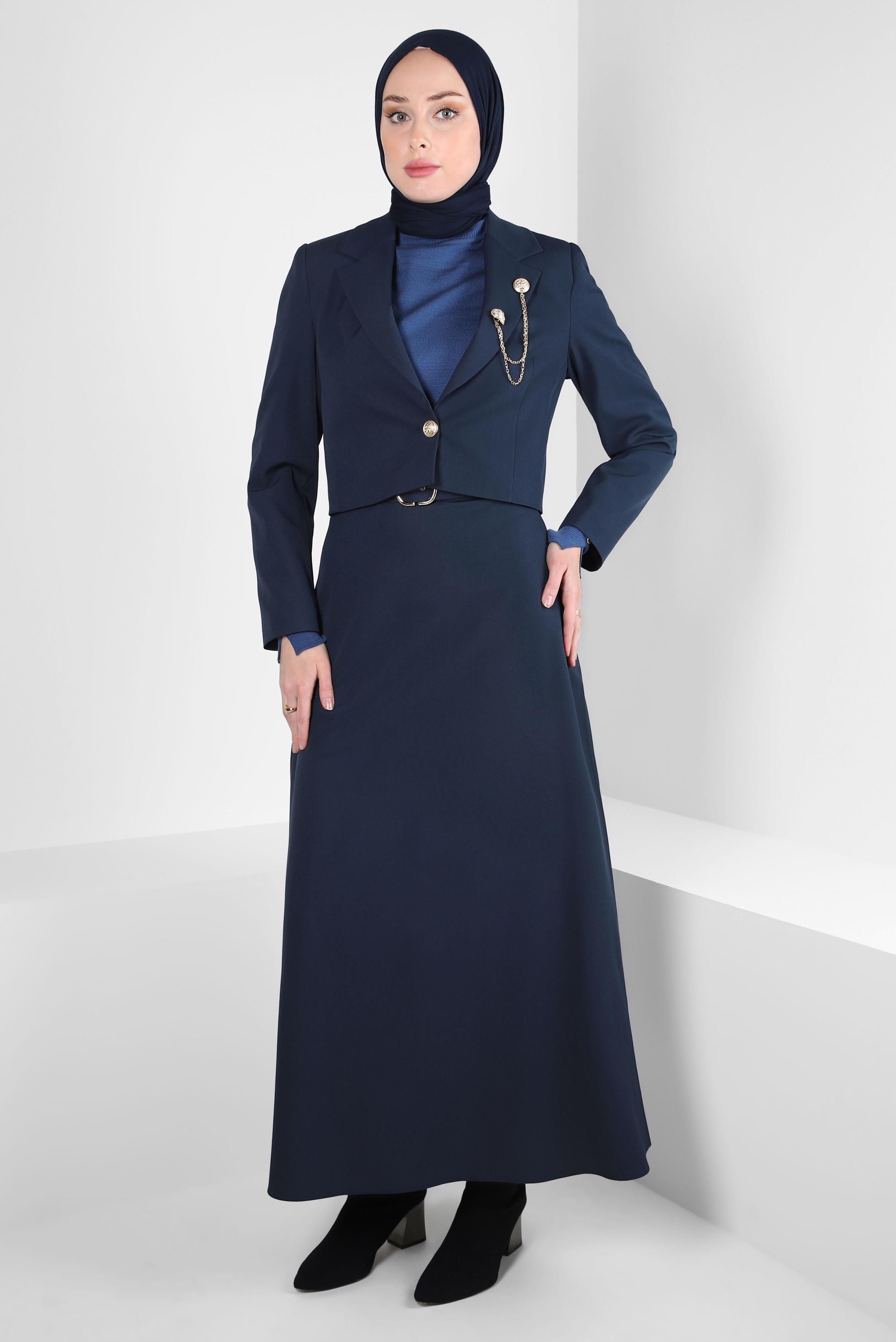 Hijab clothing NAVY BLUE SKIRTED SUIT WITH ACCESSORY 44159-1