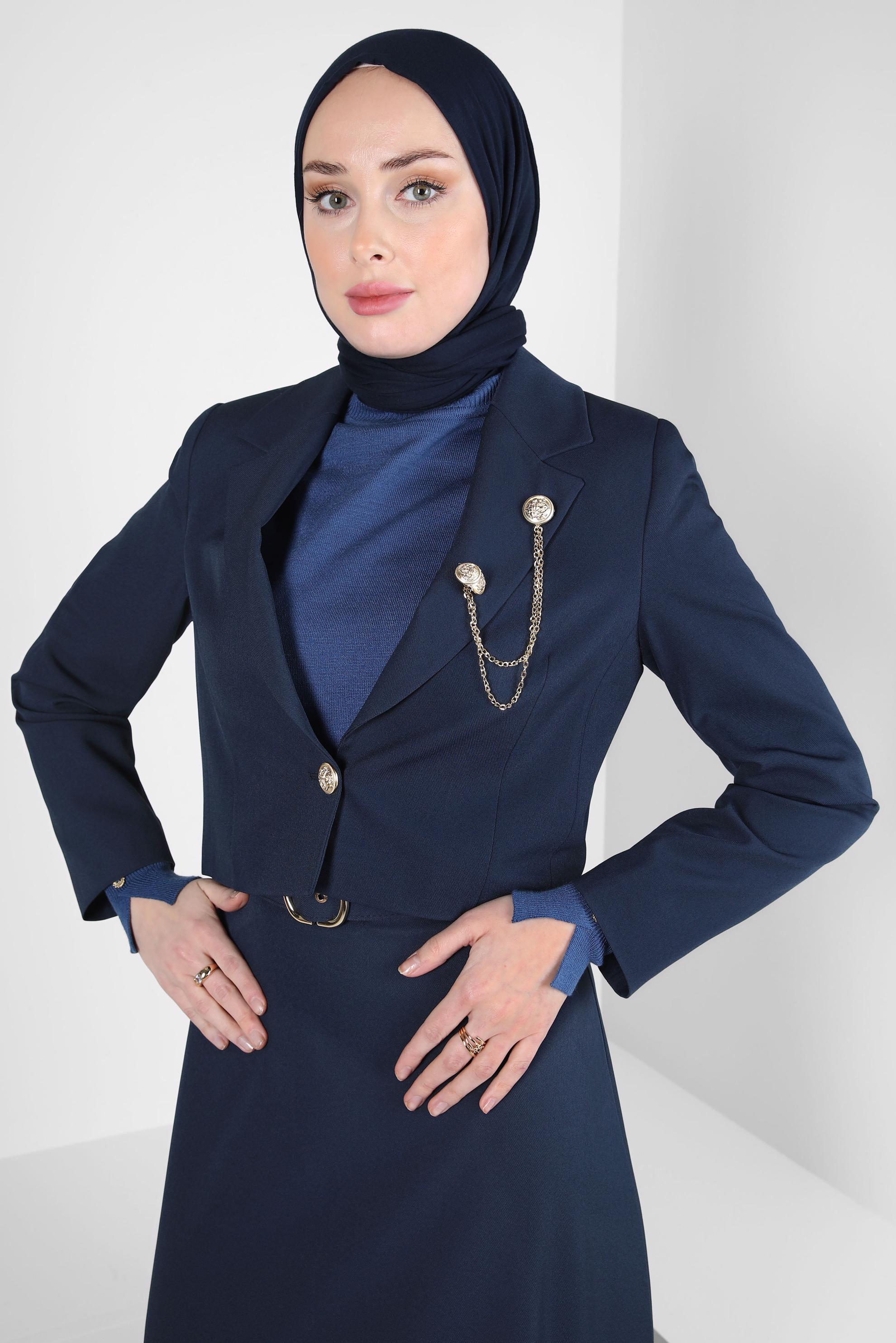 Hijab clothing NAVY BLUE SKIRTED SUIT WITH ACCESSORY 44159-1