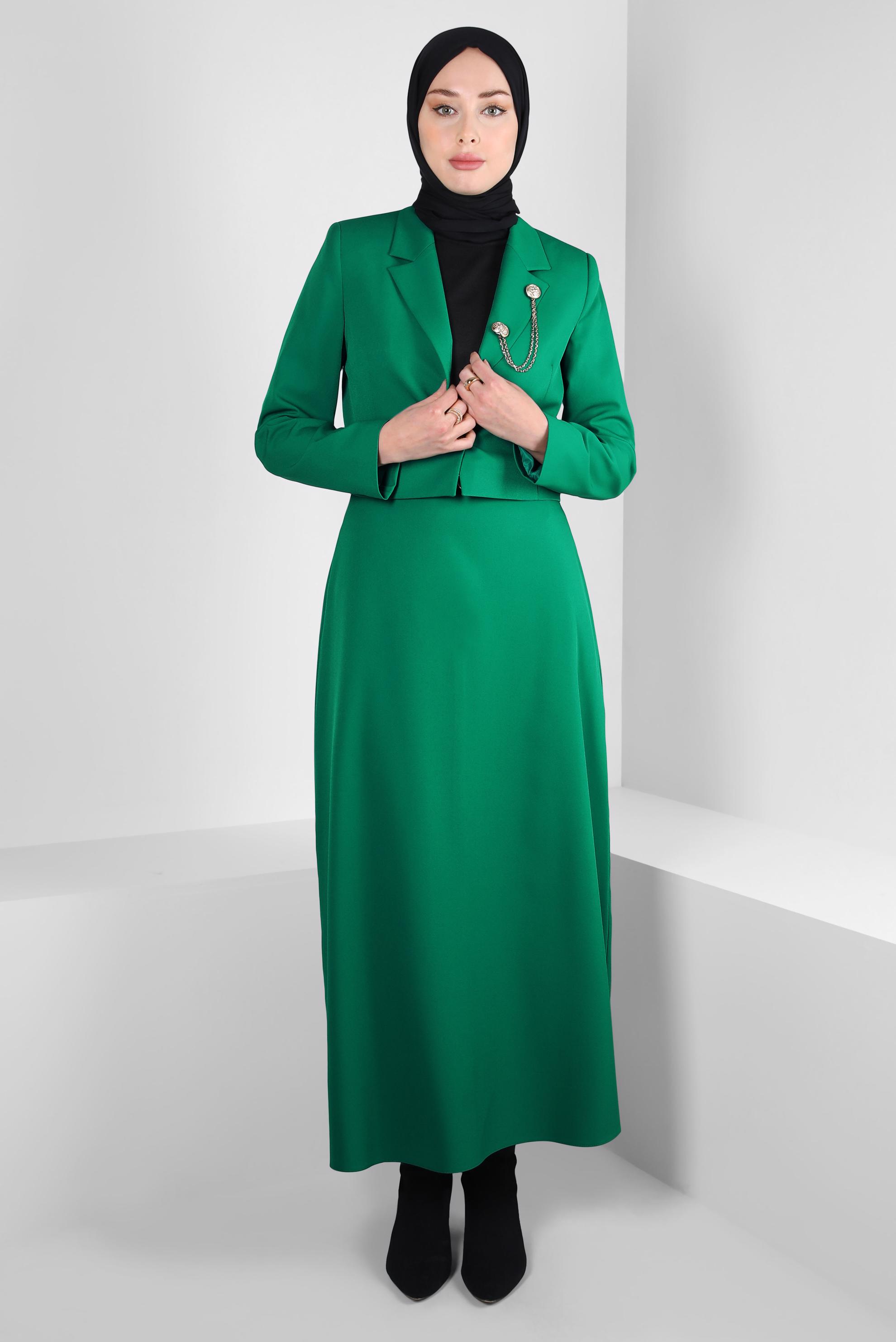 Hijab clothing GREEN SKIRTED SUIT WITH ACCESSORY 44159-1