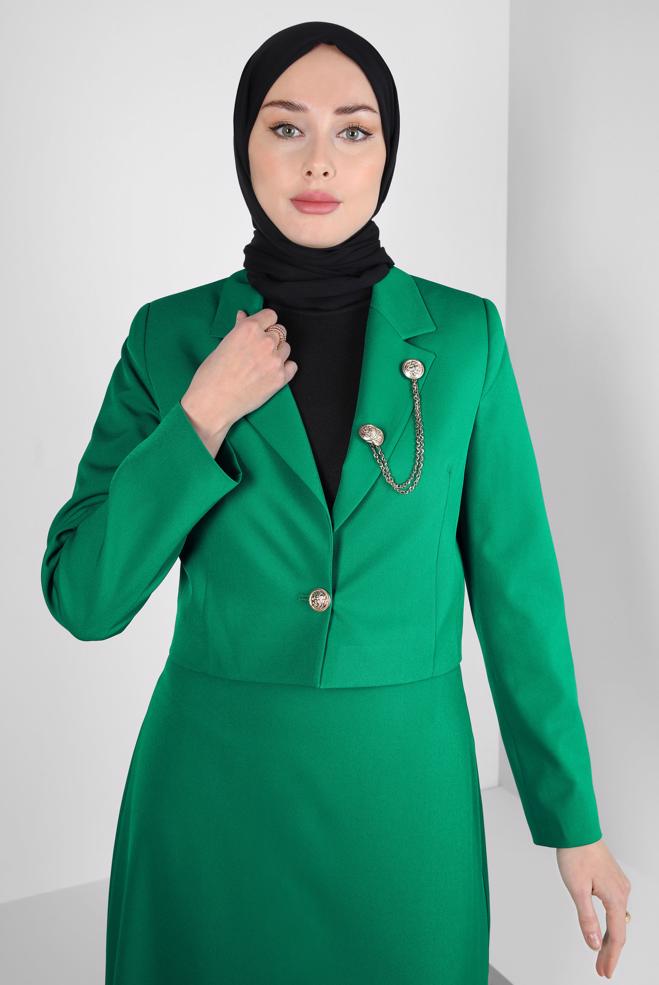 Vêtements hijab BEIGE COSTUME À JUPE AVEC ACCESSOIRE 44159-1 - ALVİNA