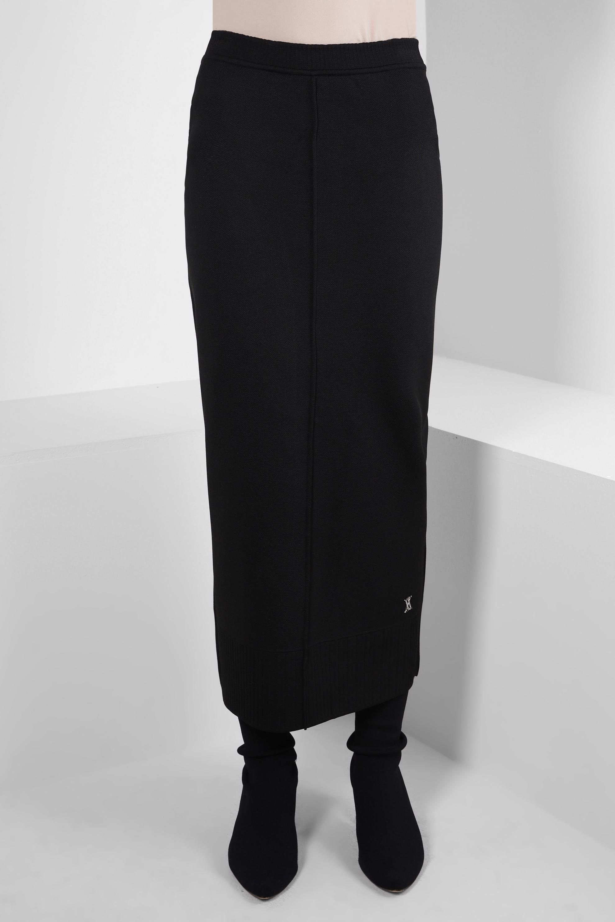 Tesettür giyim SİYAH DÜZ KESİM TRİKO ETEK 60503