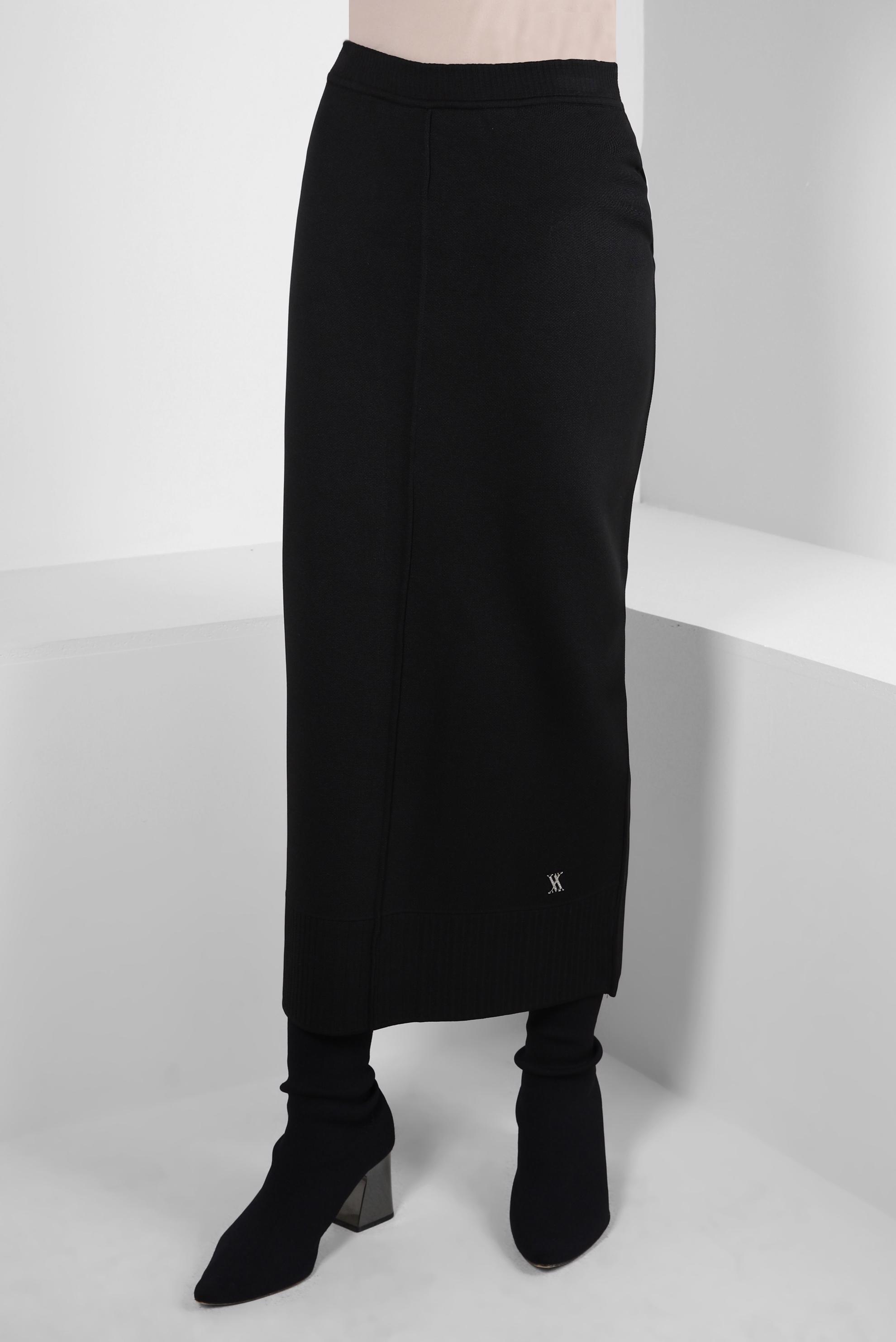 Tesettür giyim SİYAH DÜZ KESİM TRİKO ETEK 60503