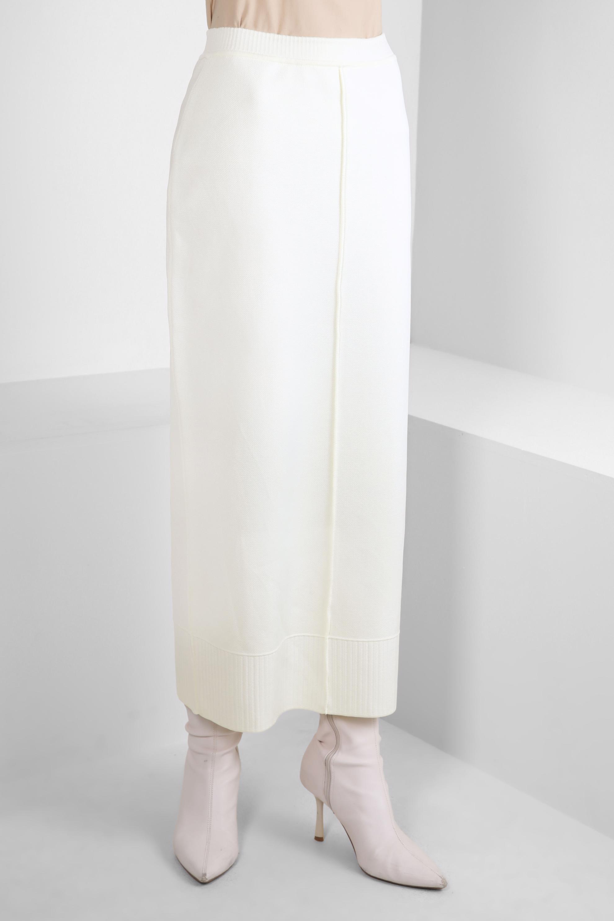 Hijab clothing WHITE STRAIGHT CUT KNITWEAR SKIRT 60503