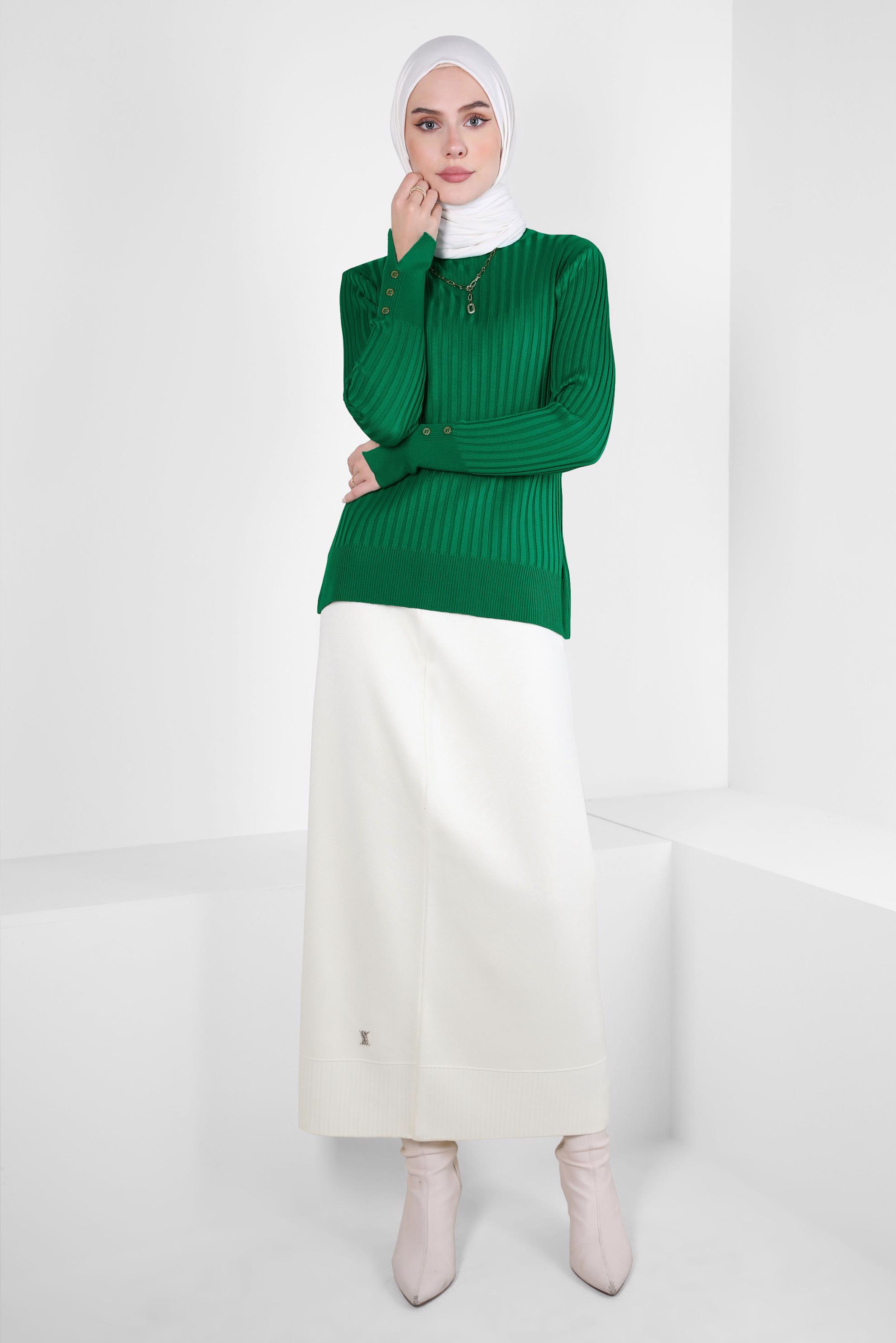 Hijab clothing WHITE STRAIGHT CUT KNITWEAR SKIRT 60503