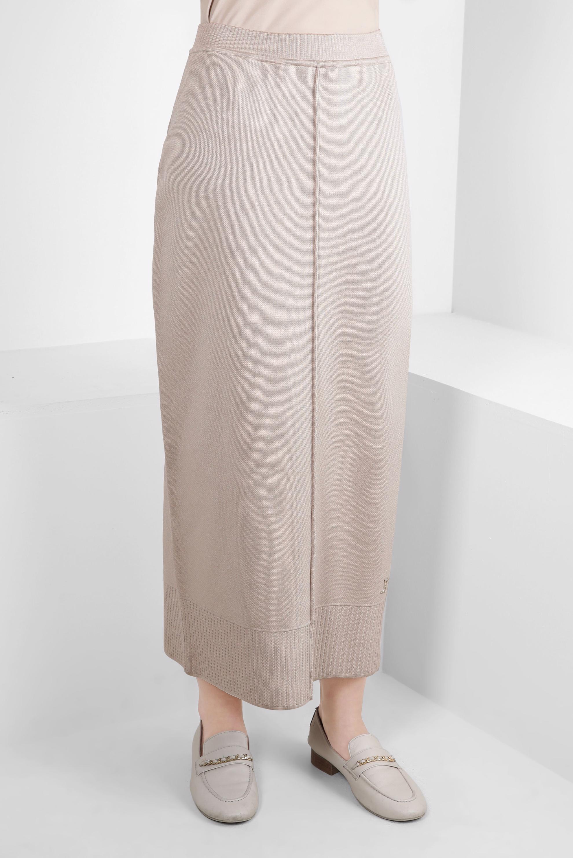 Tesettür giyim BEJ DÜZ KESİM TRİKO ETEK 60503