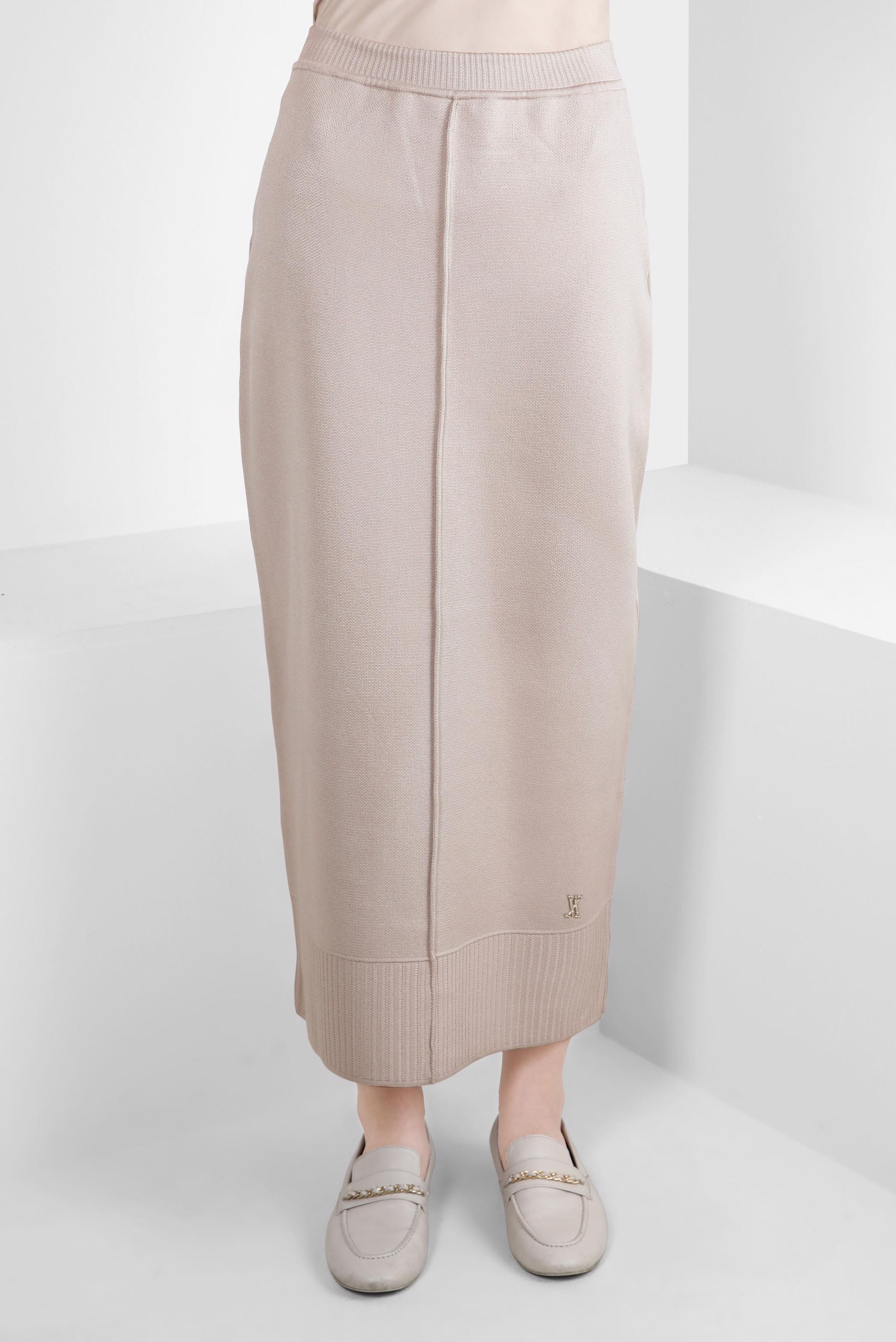 Tesettür giyim BEJ DÜZ KESİM TRİKO ETEK 60503