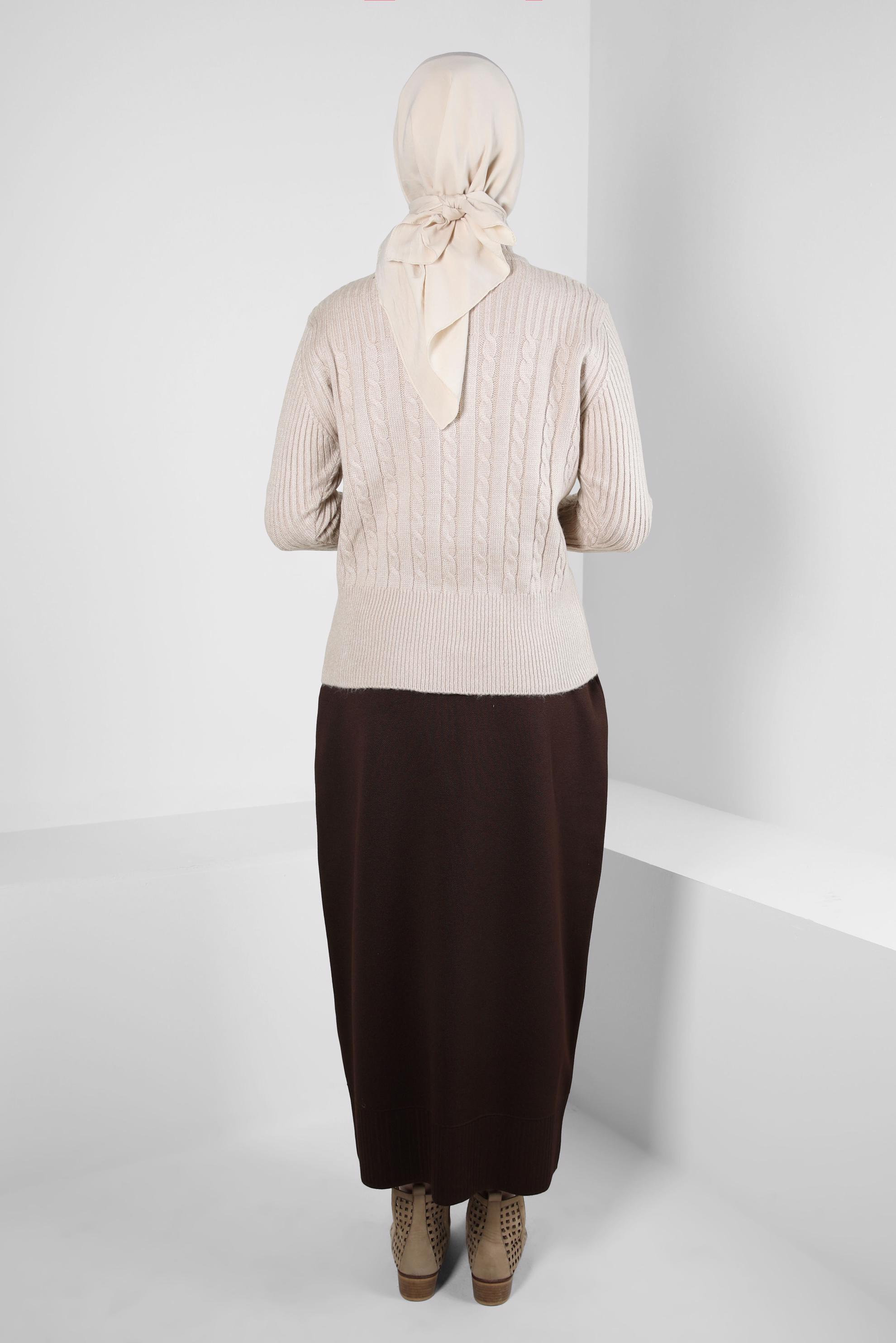 Hijab clothing BROWN STRAIGHT CUT KNITWEAR SKIRT 60503