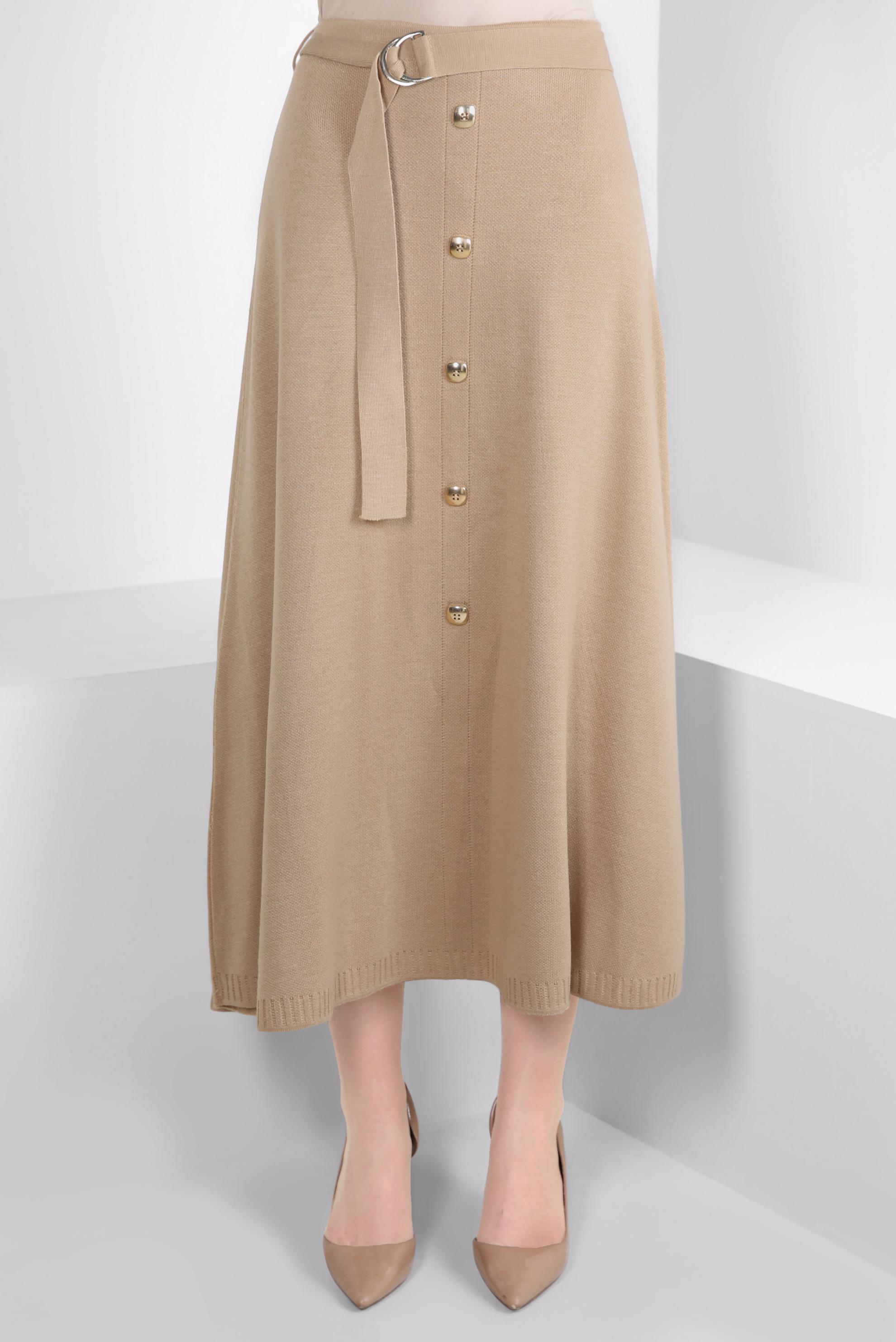 Hijab clothing BROWN KNITWEAR SKIRT WITH BUTTON DETAIL 60504