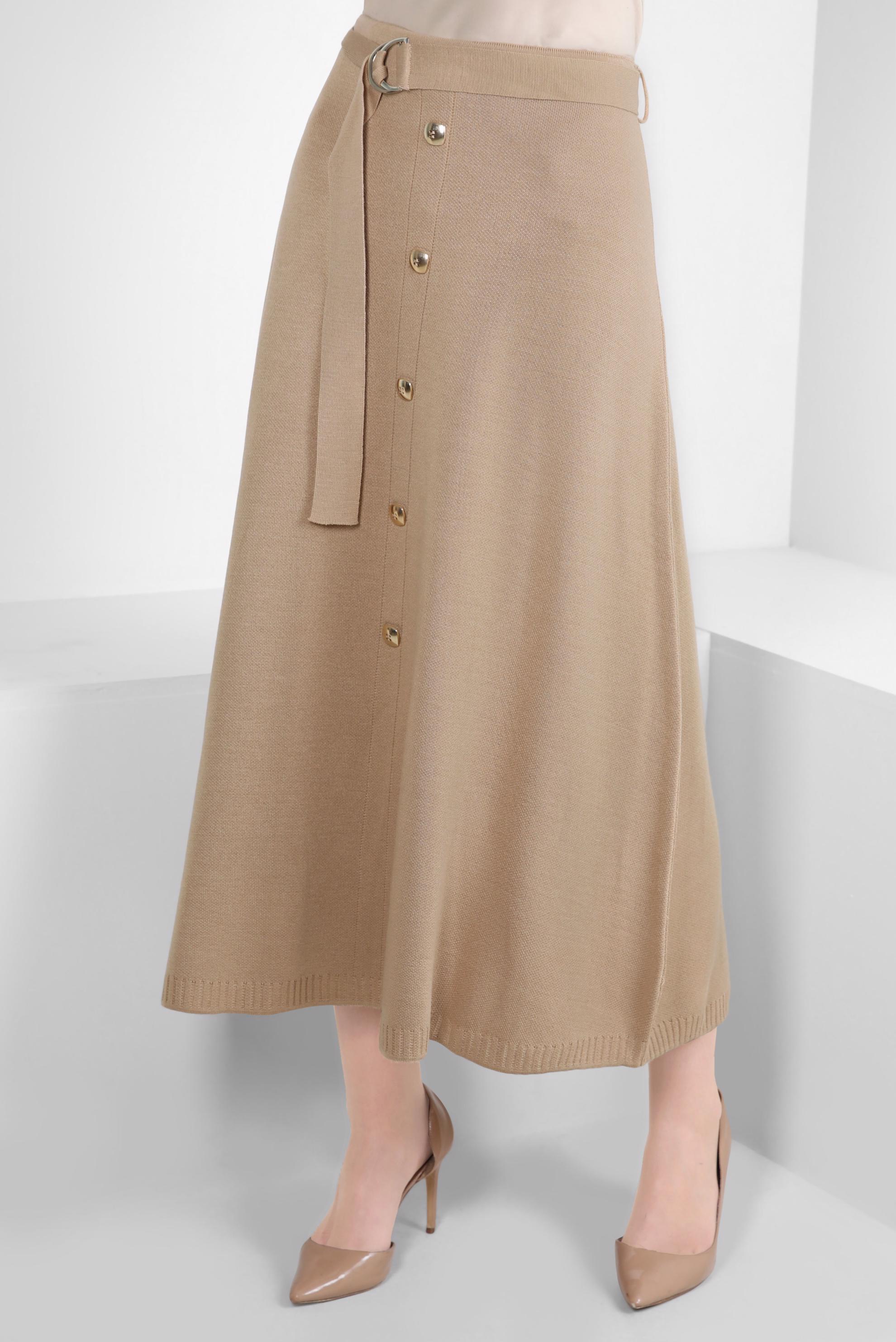 Hijab clothing BROWN KNITWEAR SKIRT WITH BUTTON DETAIL 60504