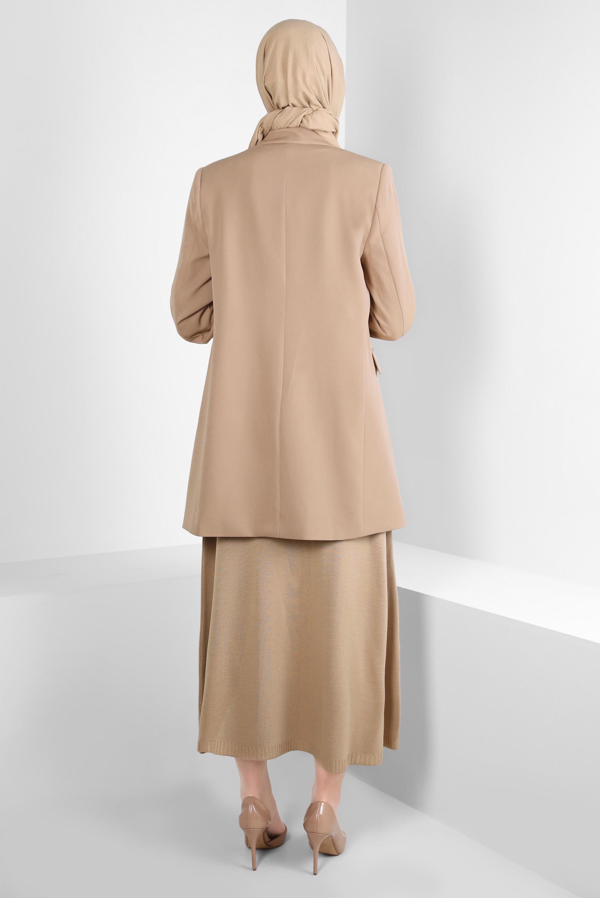 Hijab clothing BROWN KNITWEAR SKIRT WITH BUTTON DETAIL 60504