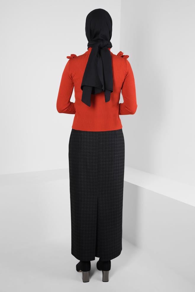 Tesettür giyim SİYAH DÜZ KESİM ETEK 60506 - ALVİNA