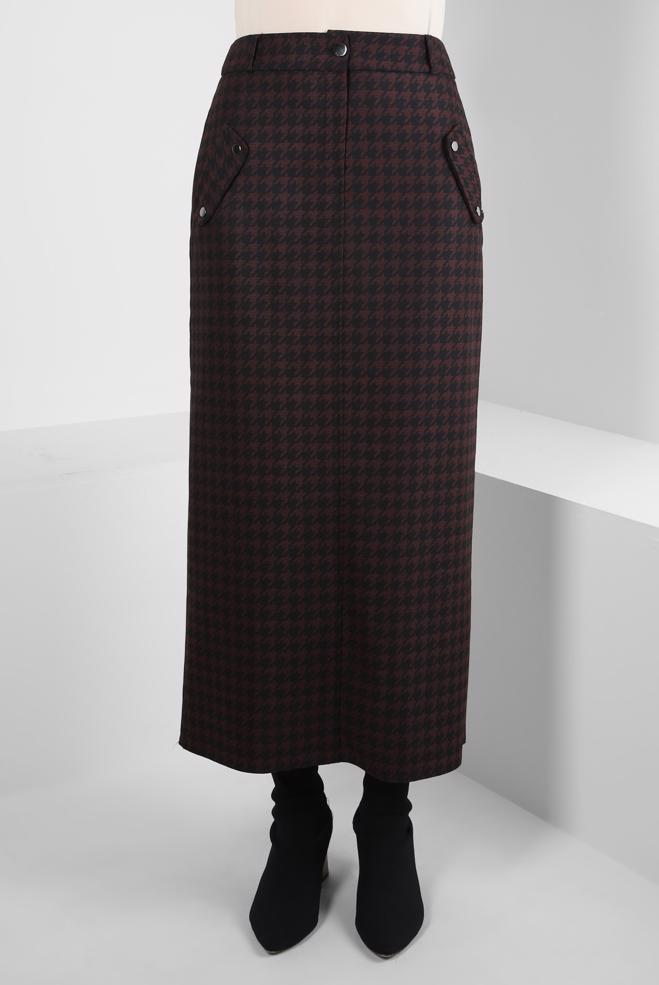 Tesettür giyim BORDO DÜZ KESİM ETEK 60506 - ALVİNA