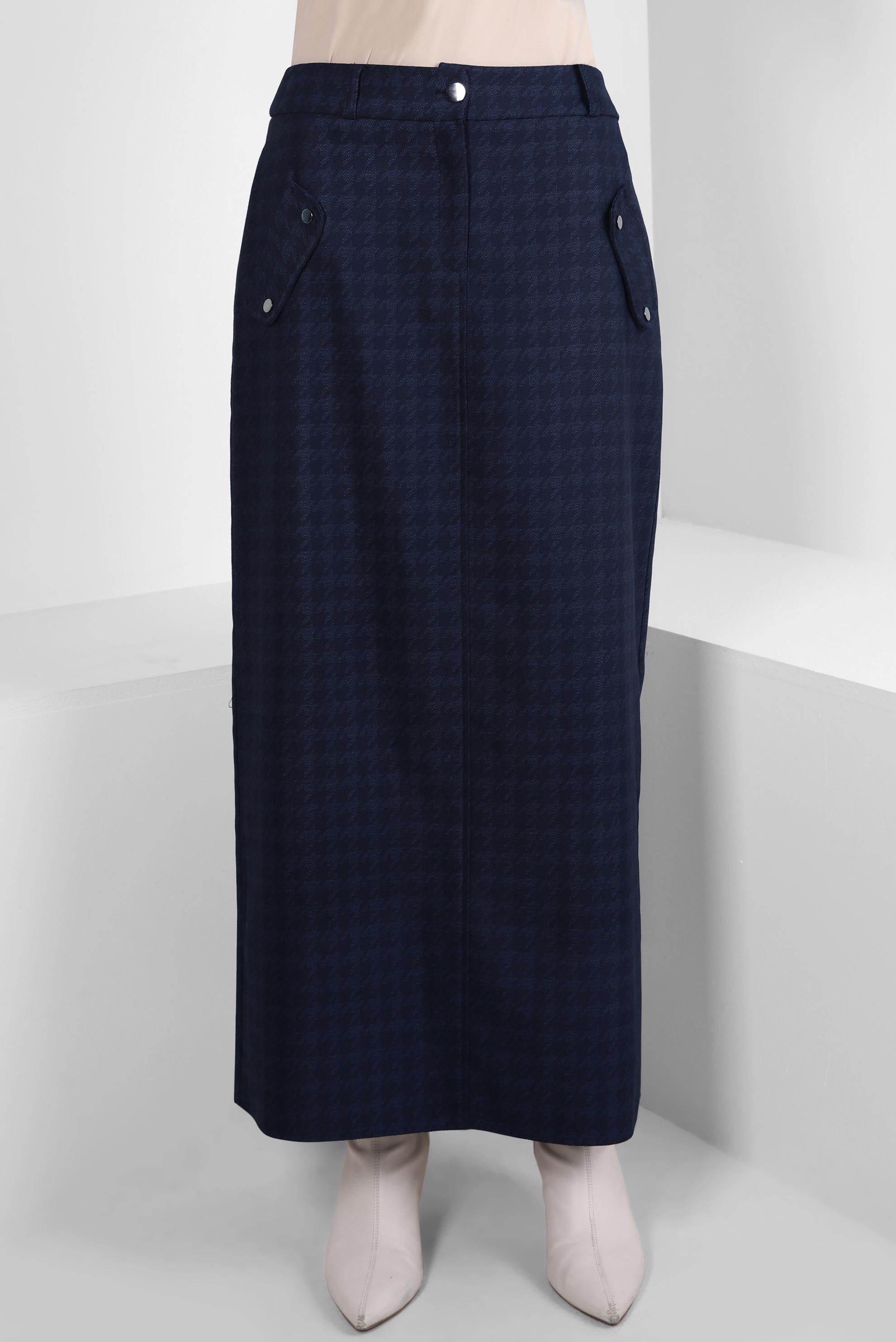 Tesettür giyim LACİVERT DÜZ KESİM ETEK 60506