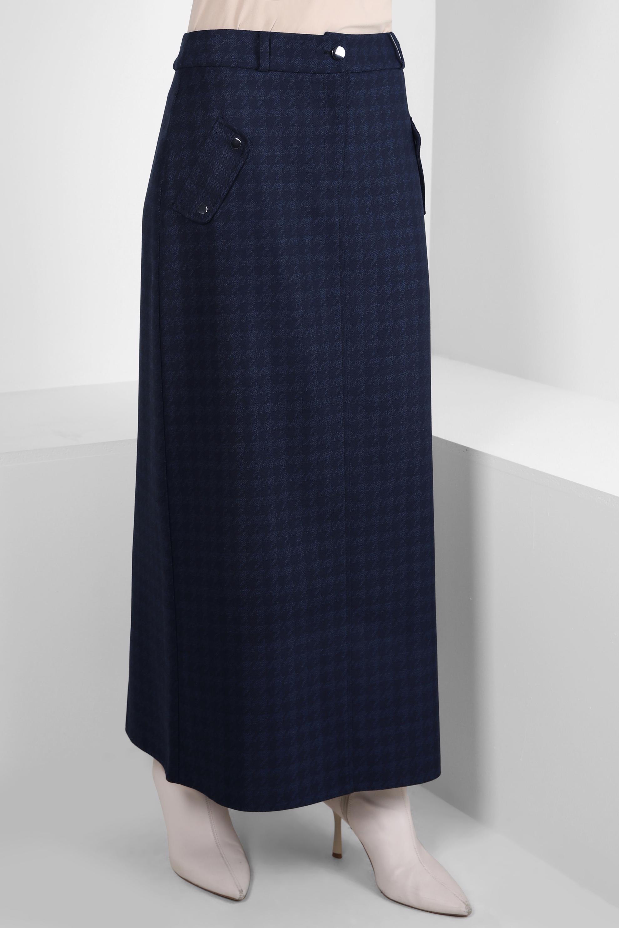 Tesettür giyim LACİVERT DÜZ KESİM ETEK 60506