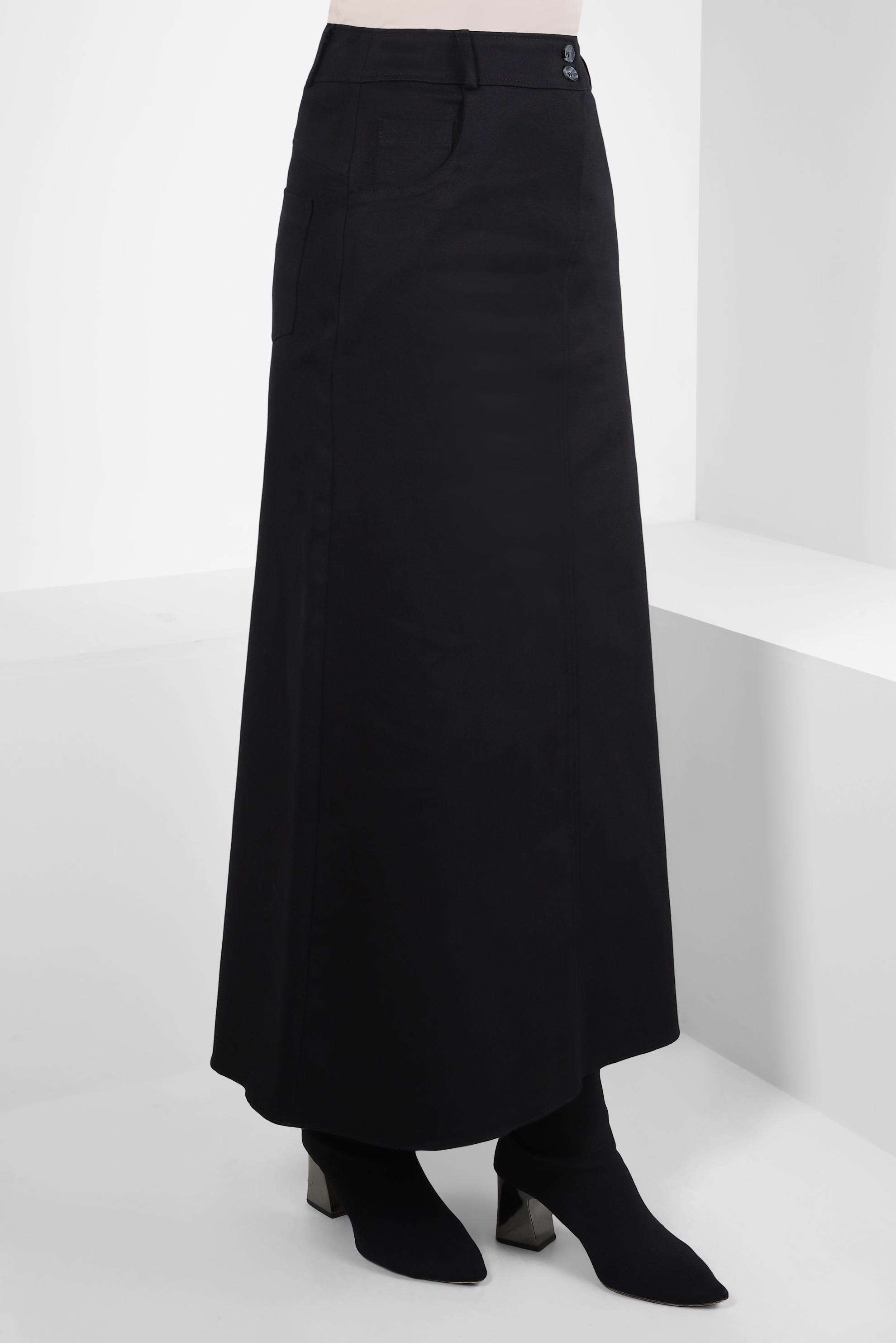 Tesettür giyim SİYAH CEP DETAYLI ETEK 60509