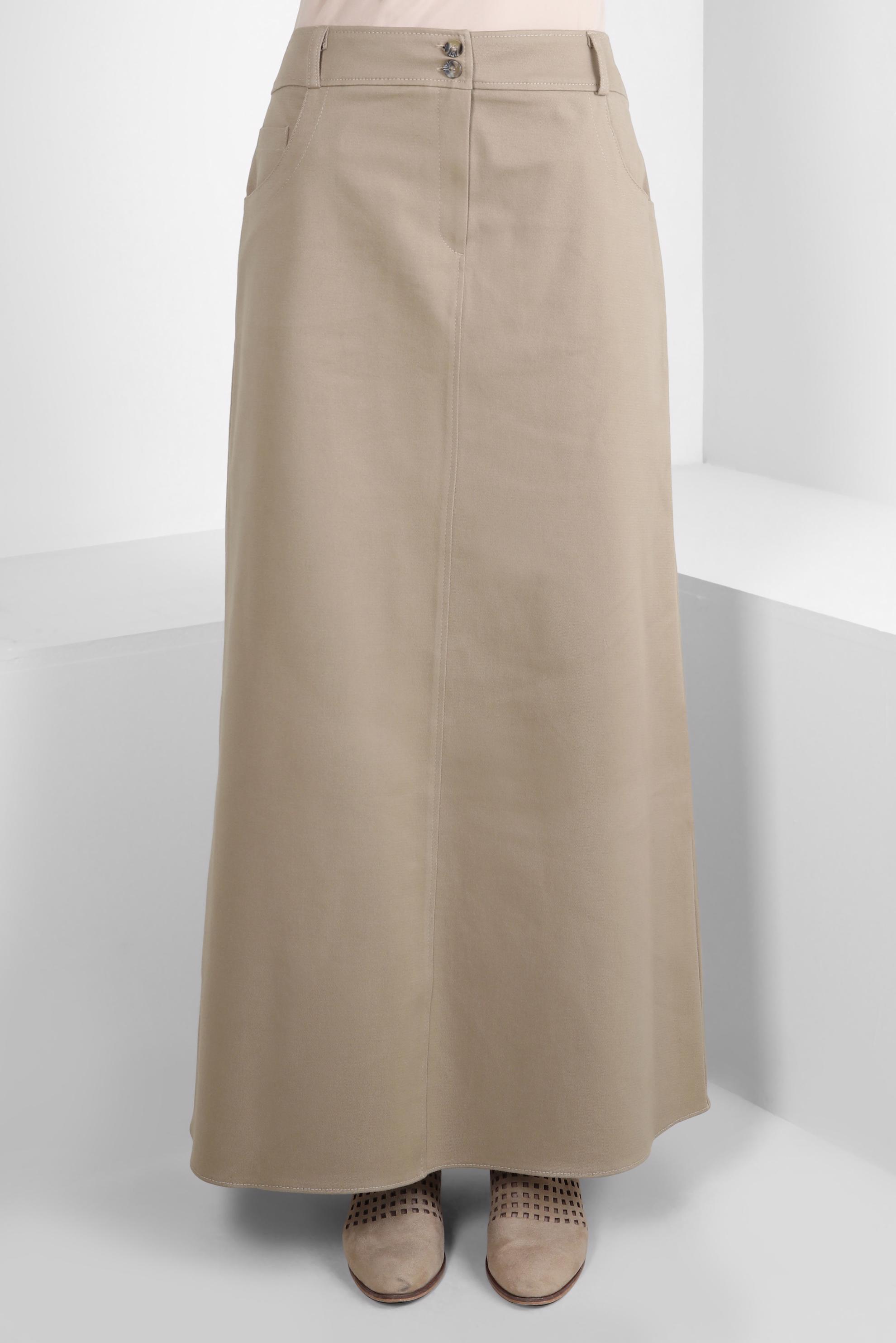 Tesettür giyim BEJ CEP DETAYLI ETEK 60509