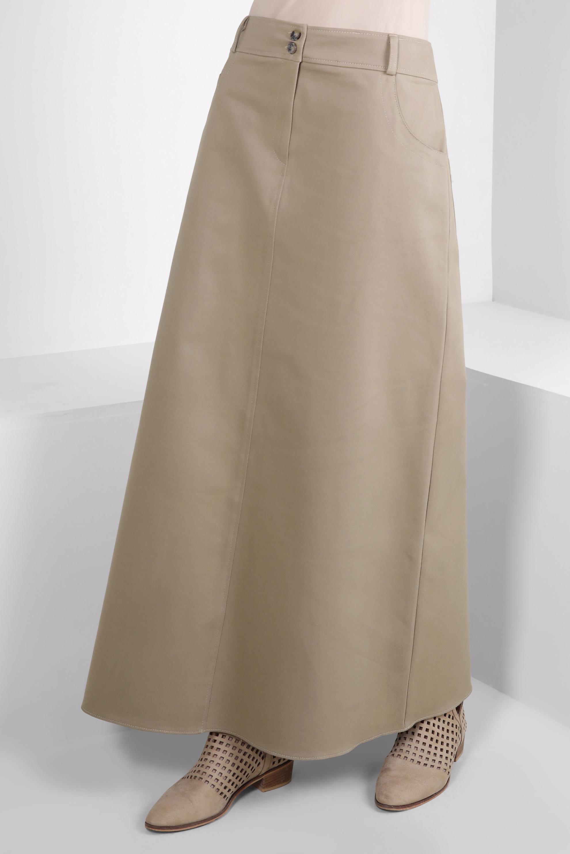 Tesettür giyim BEJ CEP DETAYLI ETEK 60509