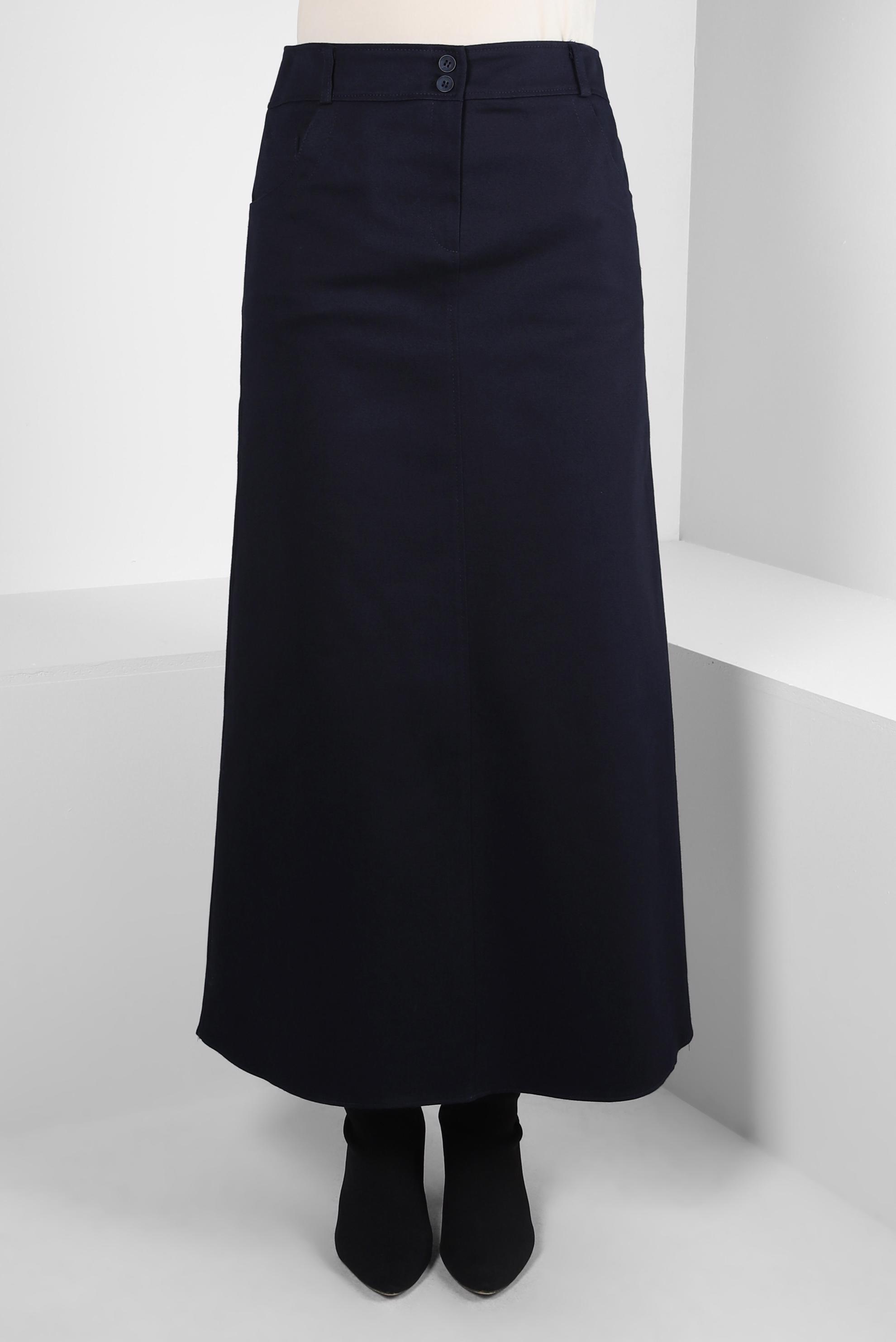 Tesettür giyim LACİVERT CEP DETAYLI ETEK 60509