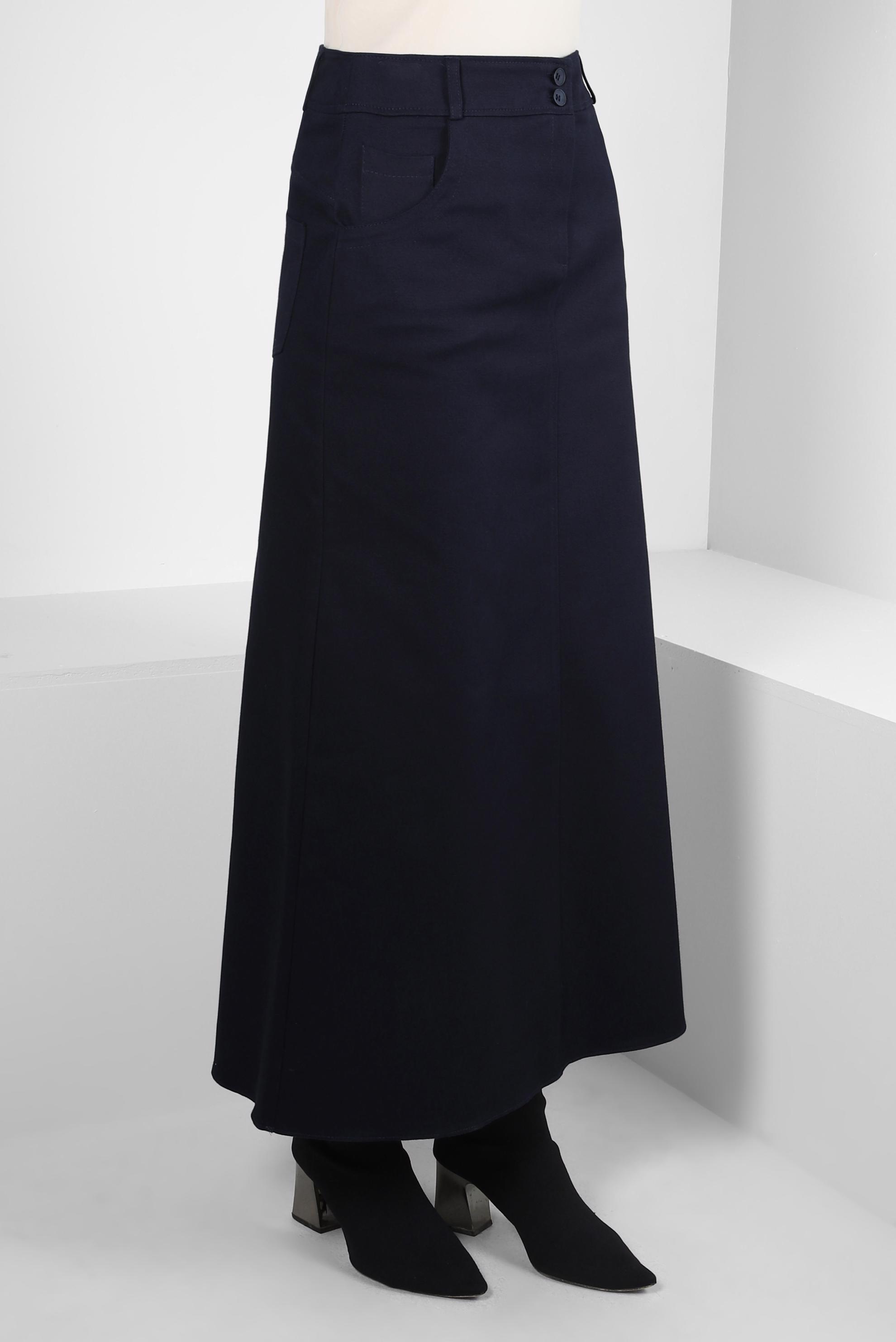 Tesettür giyim LACİVERT CEP DETAYLI ETEK 60509