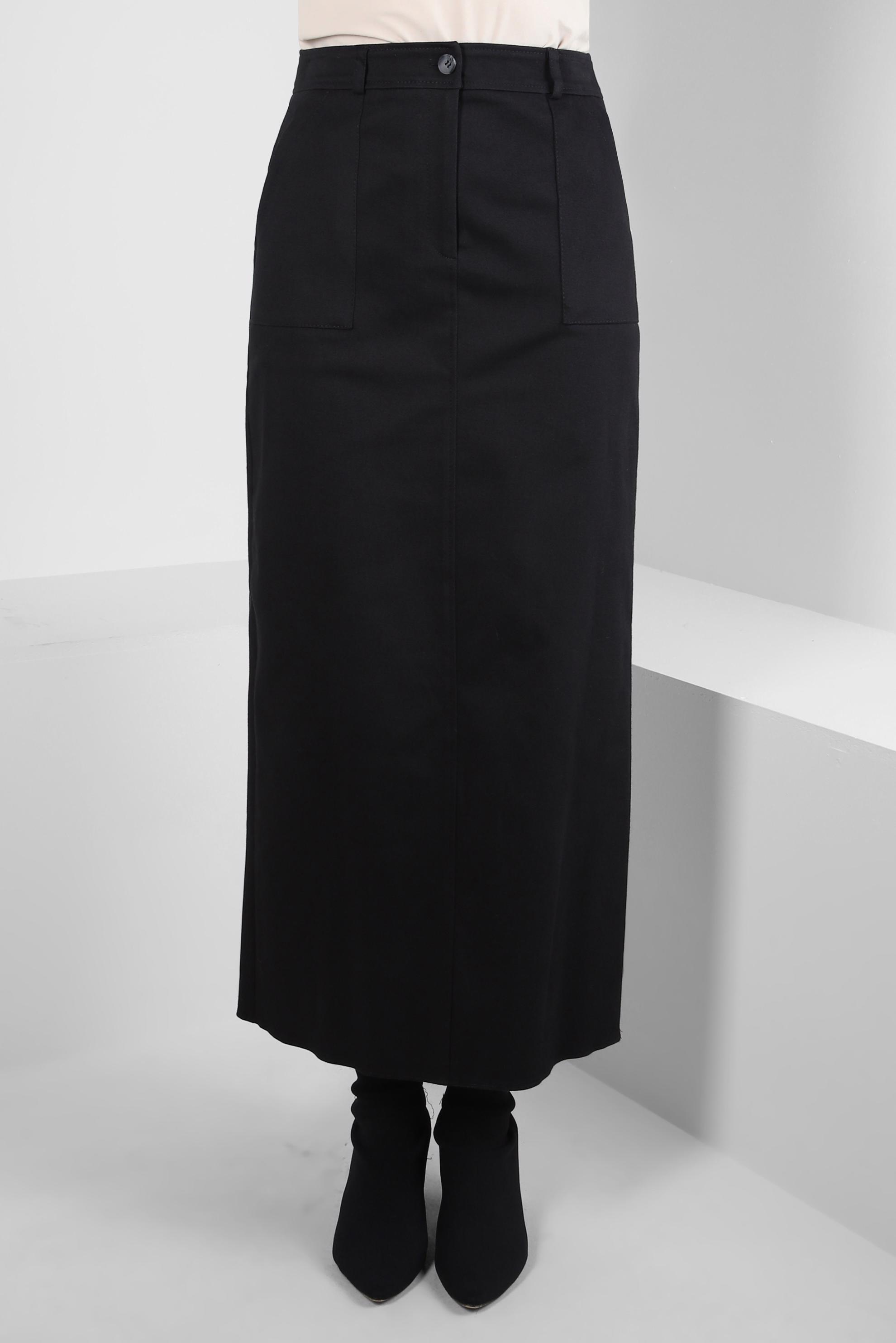 Tesettür giyim SİYAH CEP DETAYLI ETEK 60510