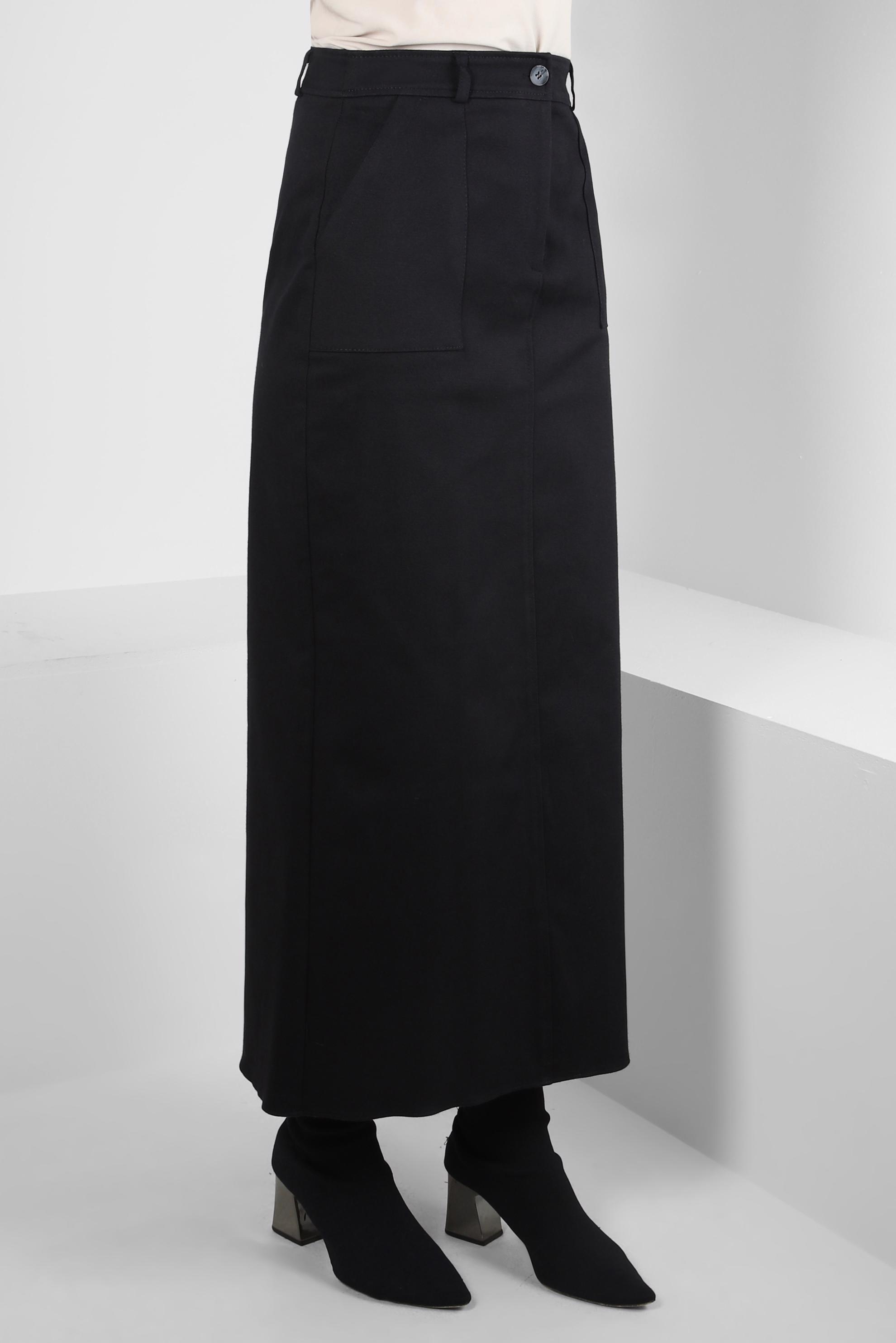 Tesettür giyim SİYAH CEP DETAYLI ETEK 60510