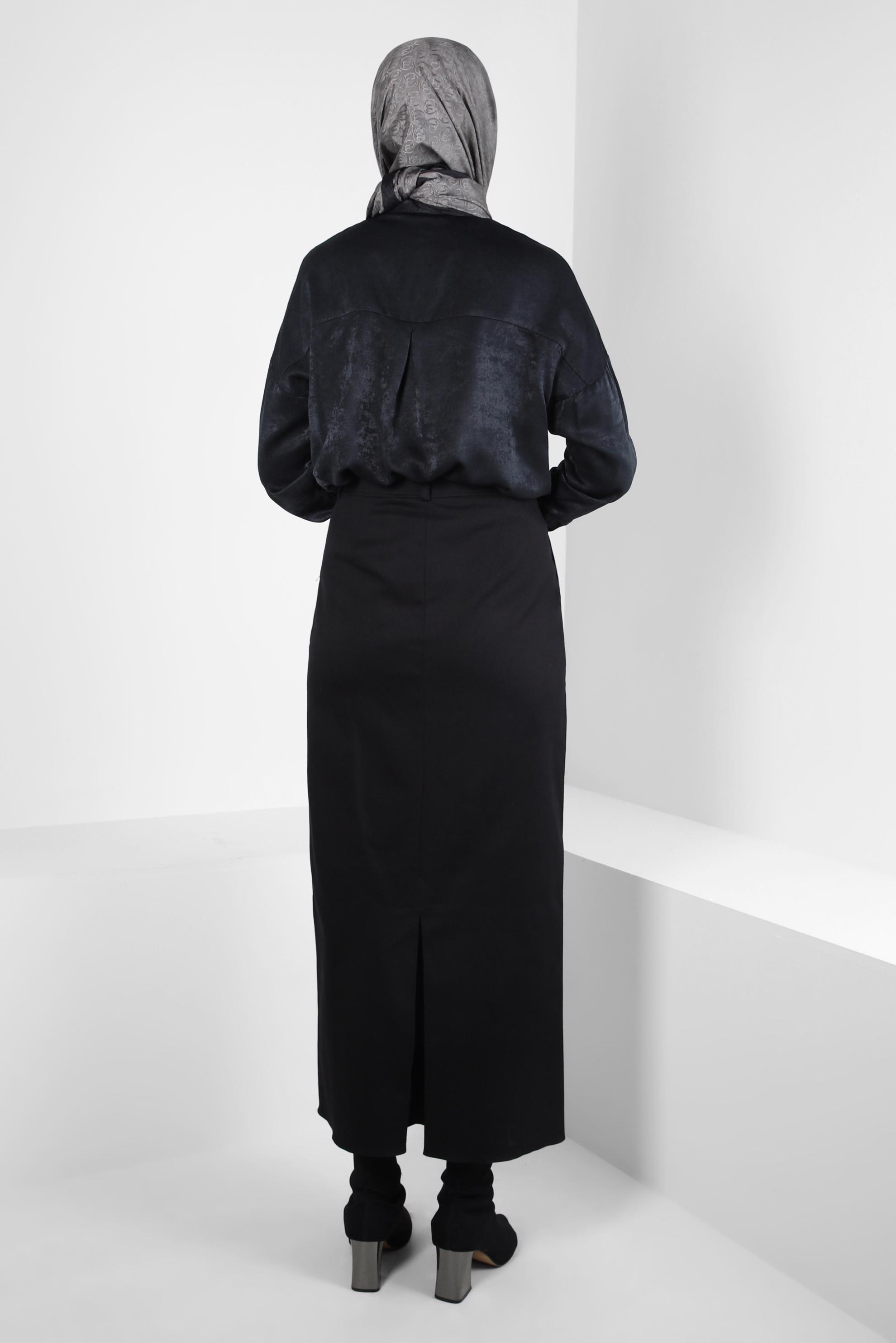 Tesettür giyim SİYAH CEP DETAYLI ETEK 60510