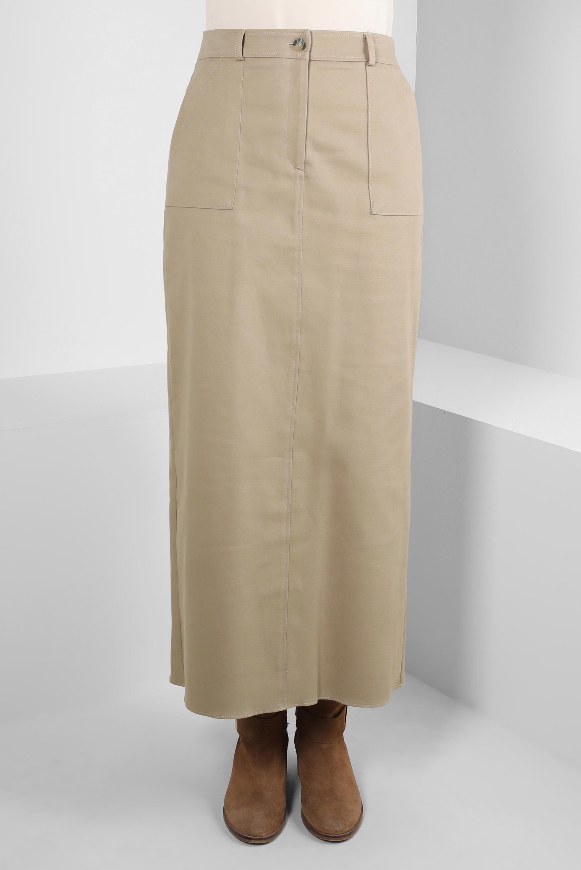 Tesettür giyim BEJ CEP DETAYLI ETEK 60510