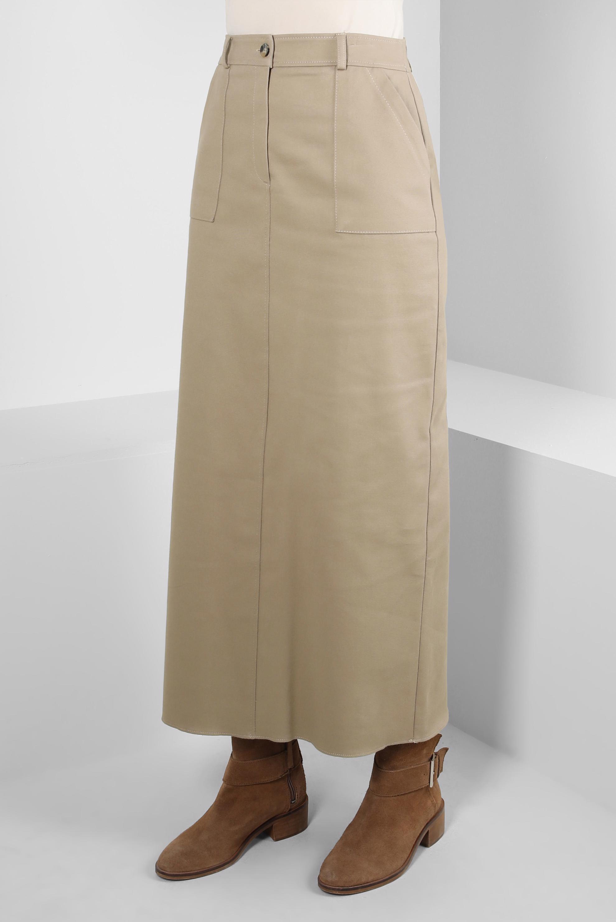 Tesettür giyim BEJ CEP DETAYLI ETEK 60510