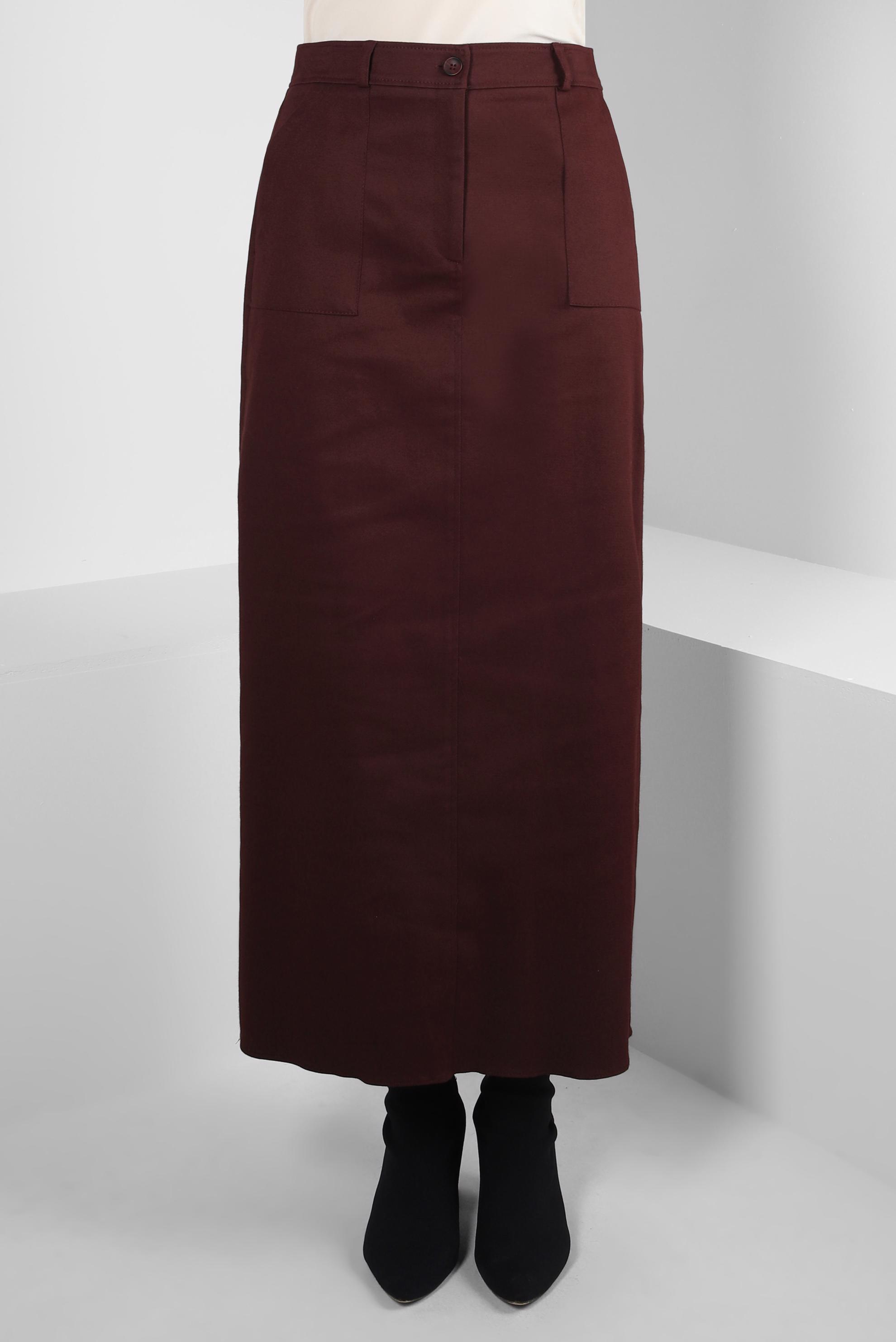 Tesettür giyim BORDO CEP DETAYLI ETEK 60510