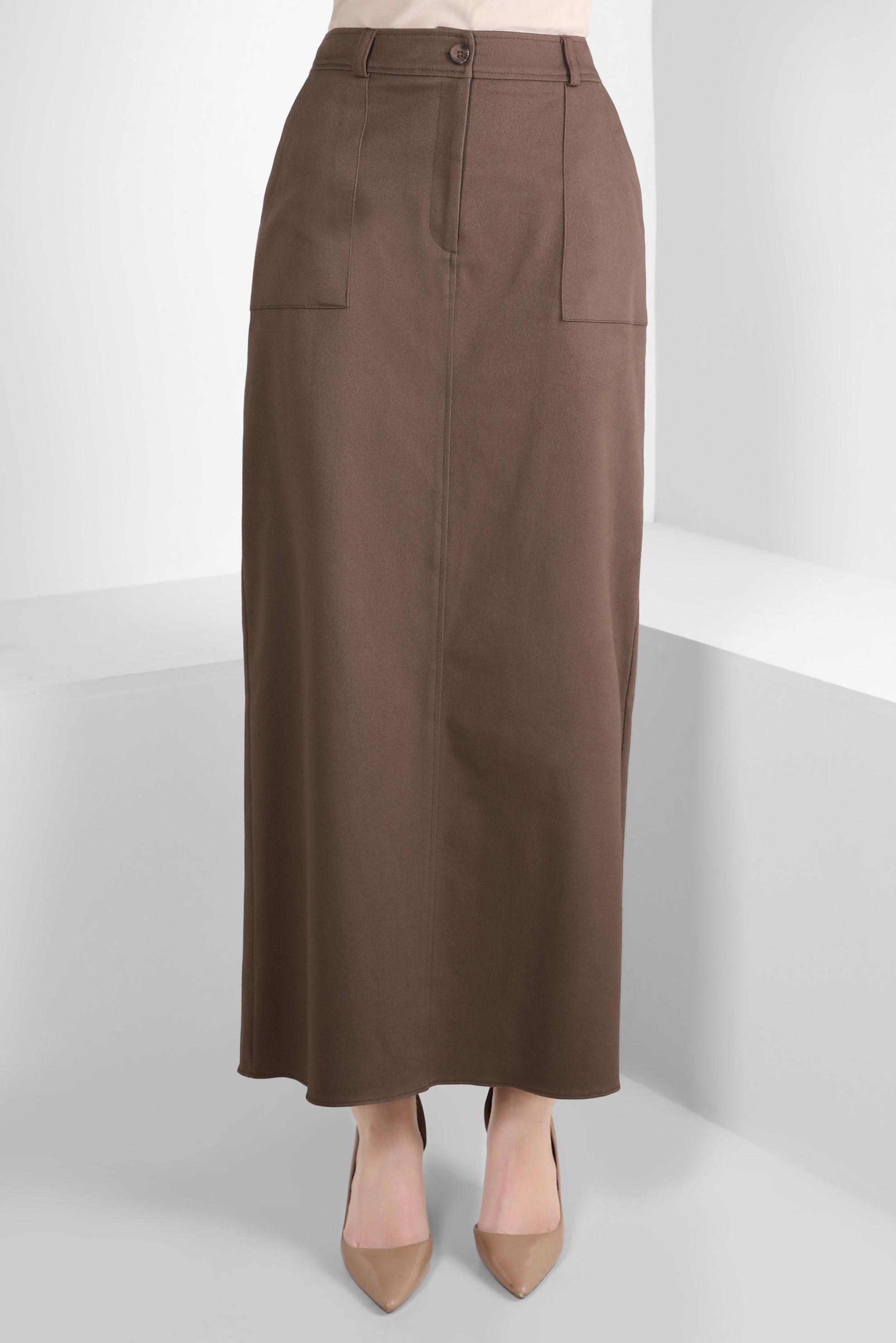 Tesettür giyim KAHVE CEP DETAYLI ETEK 60510