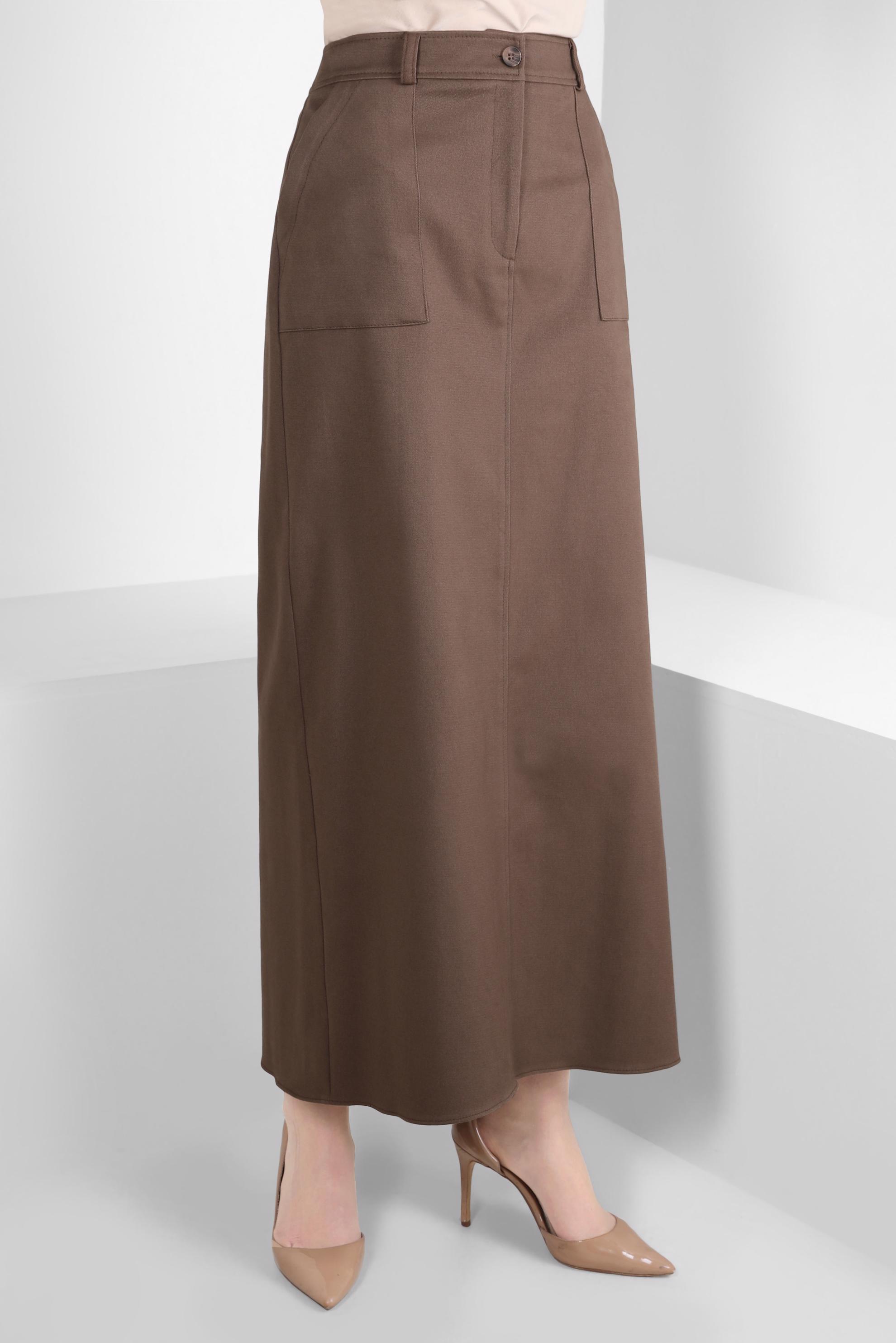 Tesettür giyim KAHVE CEP DETAYLI ETEK 60510