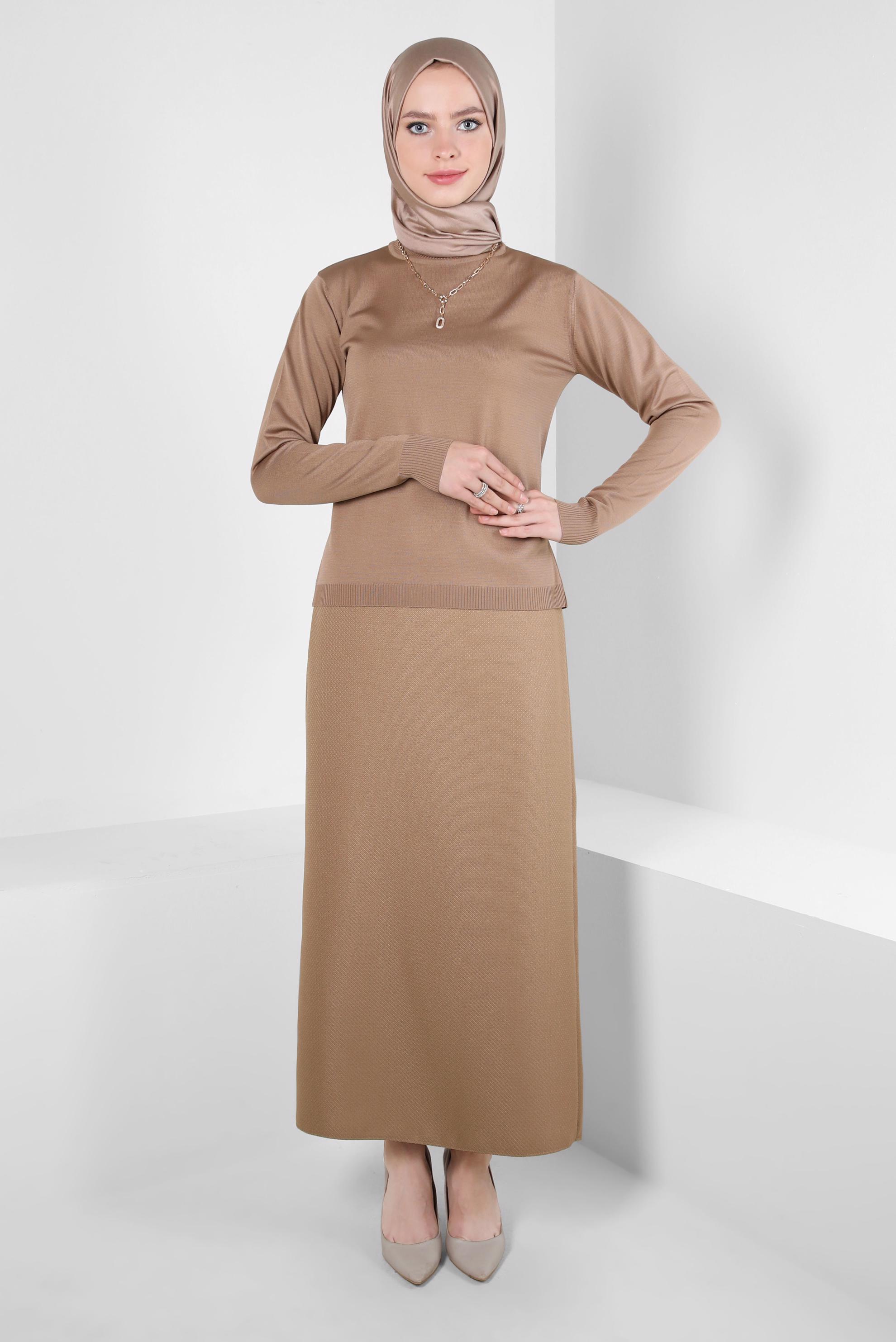 Hijab clothing BROWN STRAIGHT CUT SKIRT 60511