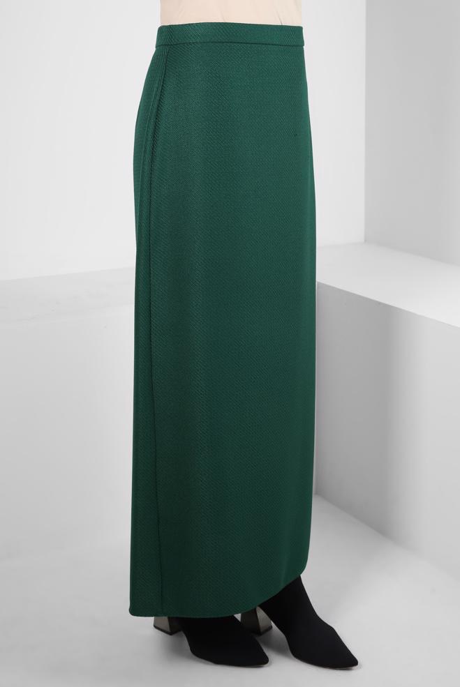 Tesettür giyim YEŞİL DÜZ KESİM ETEK 60511 - ALVİNA