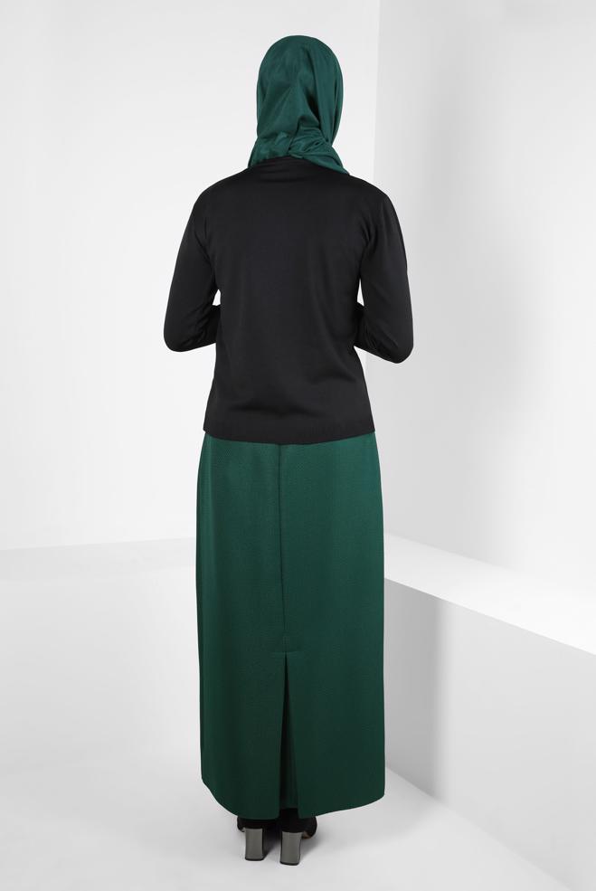 Tesettür giyim YEŞİL DÜZ KESİM ETEK 60511 - ALVİNA