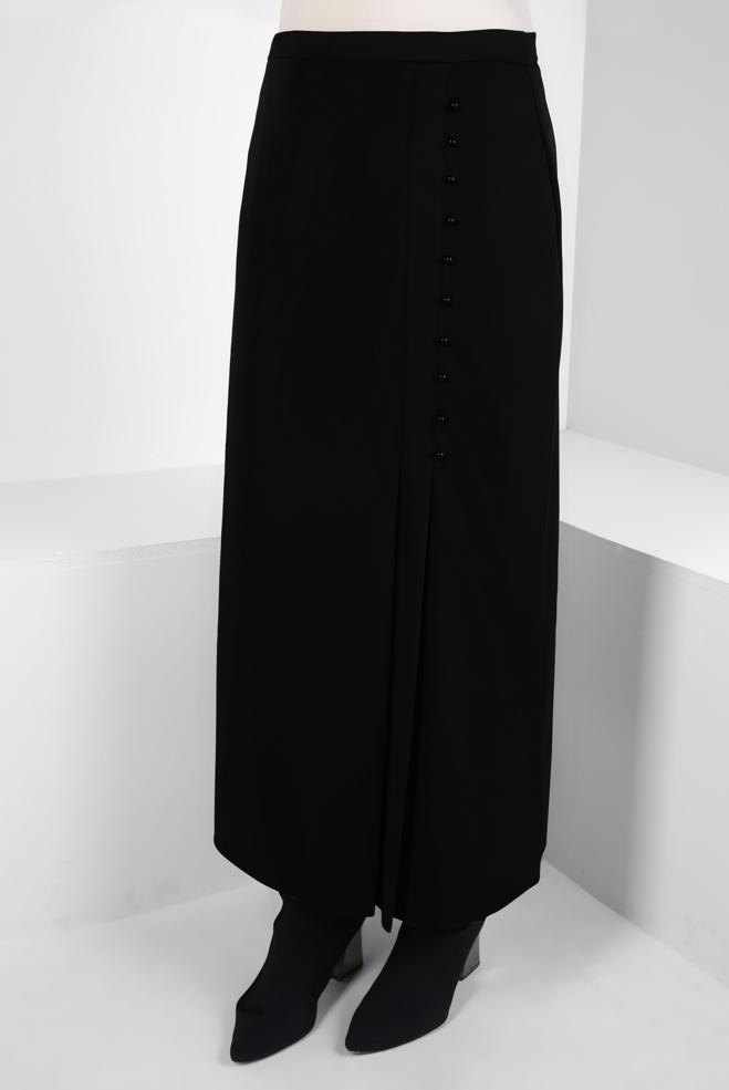Vêtements hijab NOIR JUPE AVEC DÉTAIL BOUTON 60512 - ALVİNA