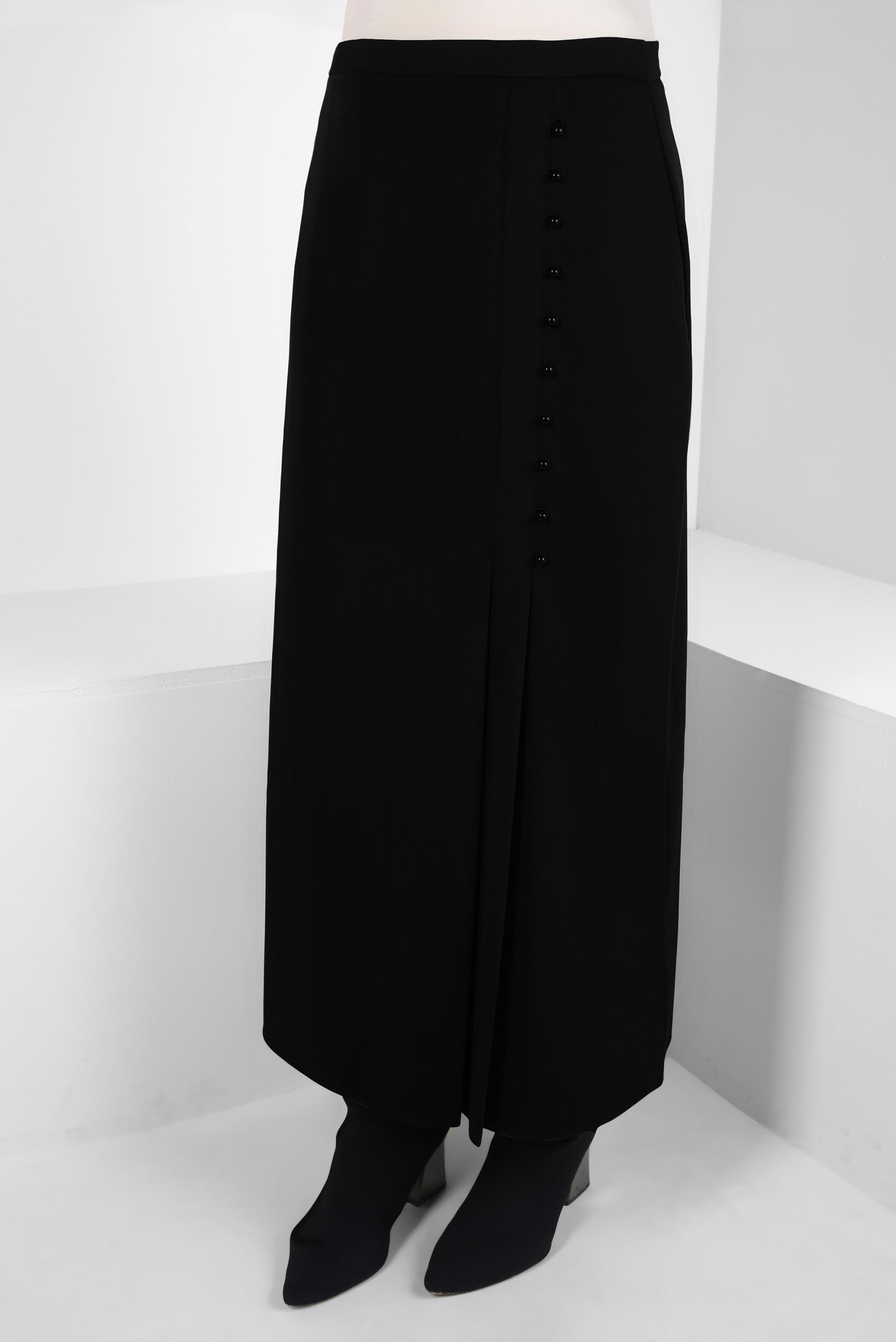 Tesettür giyim SİYAH DÜĞME DETAYLI ETEK 60512