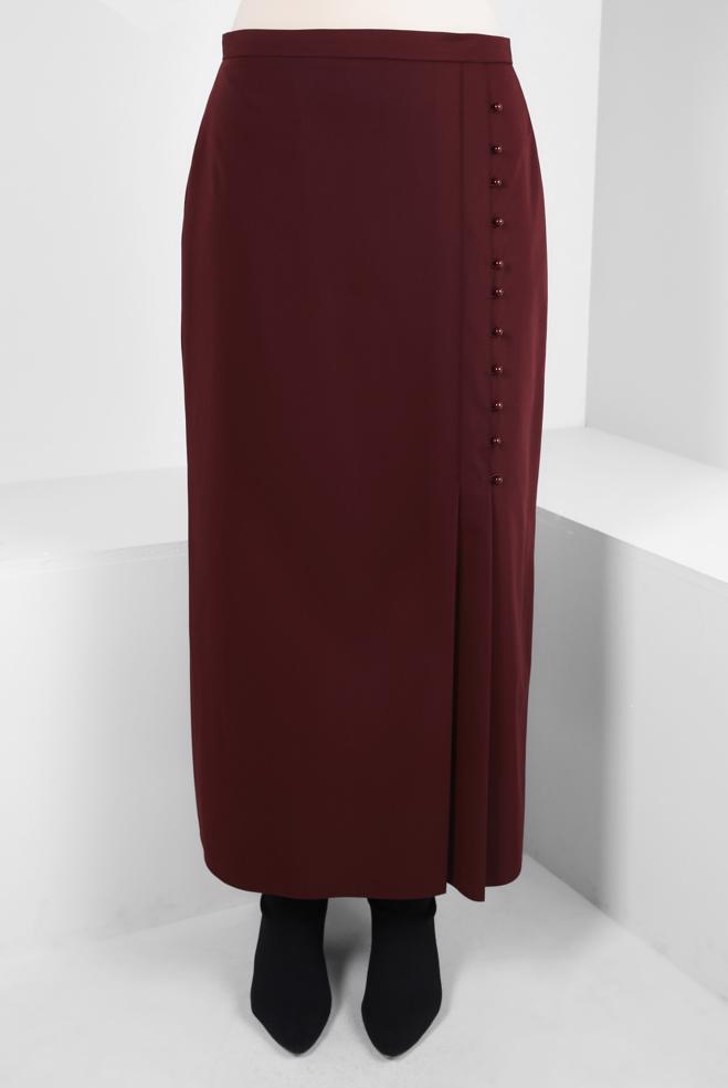 Vêtements hijab ROUGE BORDEAUX JUPE AVEC DÉTAIL BOUTON 60512 - ALVİNA