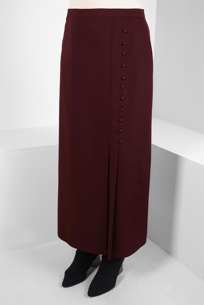 Vêtements hijab ROUGE BORDEAUX JUPE AVEC DÉTAIL BOUTON 60512 - ALVİNA