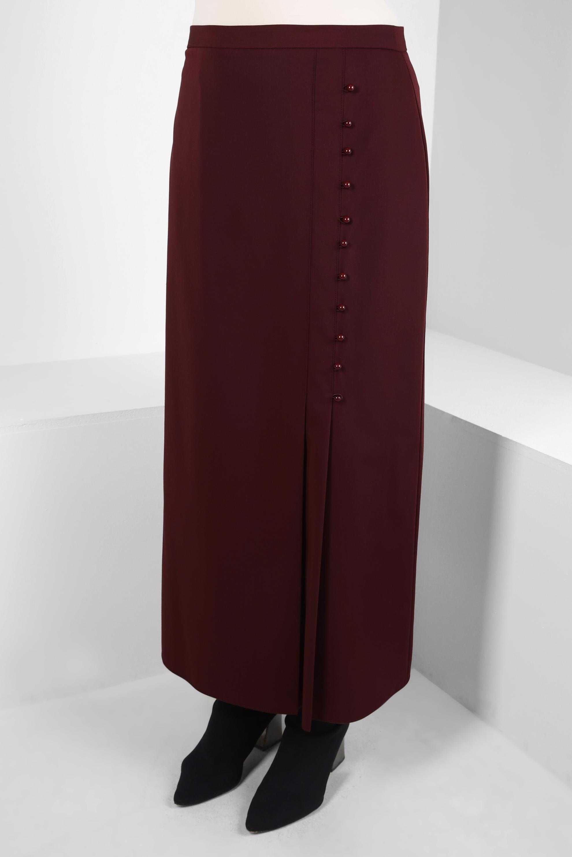 Vêtements hijab ROUGE BORDEAUX JUPE AVEC DÉTAIL BOUTON 60512