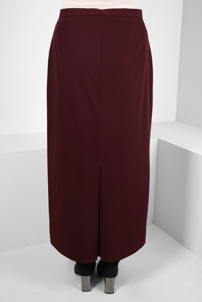 Vêtements hijab ROUGE BORDEAUX JUPE AVEC DÉTAIL BOUTON 60512 - ALVİNA