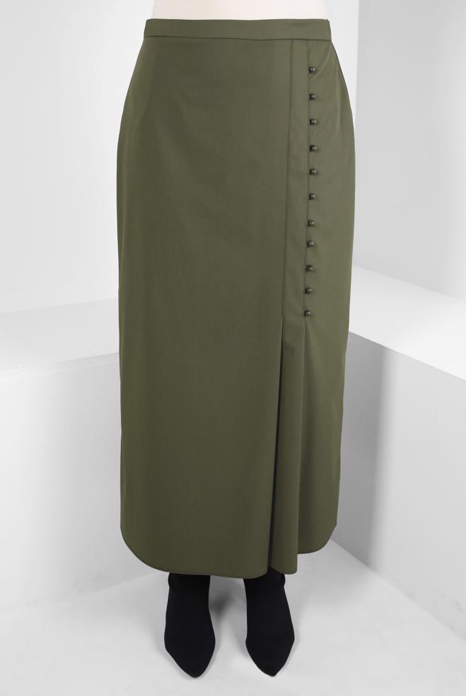 Vêtements hijab KAKI JUPE AVEC DÉTAIL BOUTON 60512 - ALVİNA
